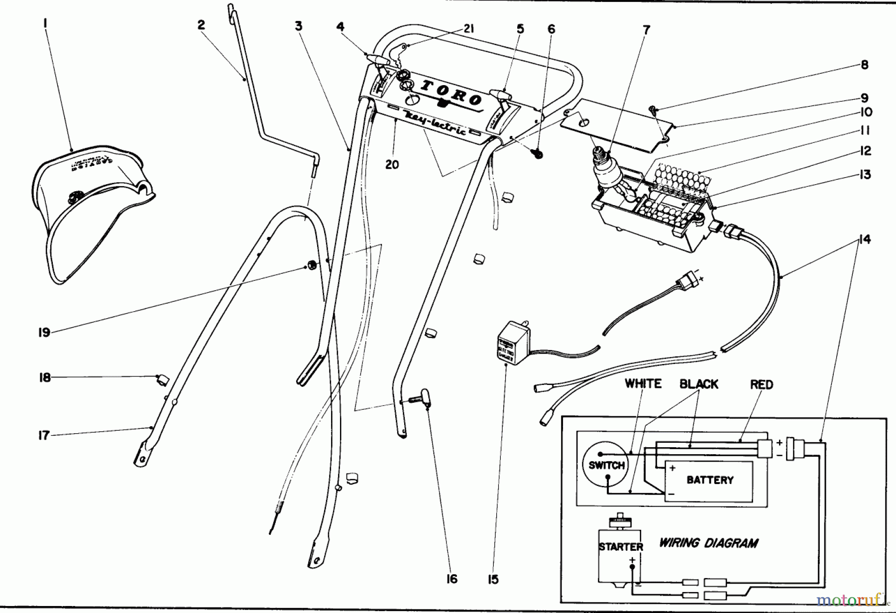 Toro Neu Mowers, Walk-Behind Seite 2 21100 - Toro Whirlwind Lawnmower, 1968 (8000001-8999999) HANDLE ASSEMBLY