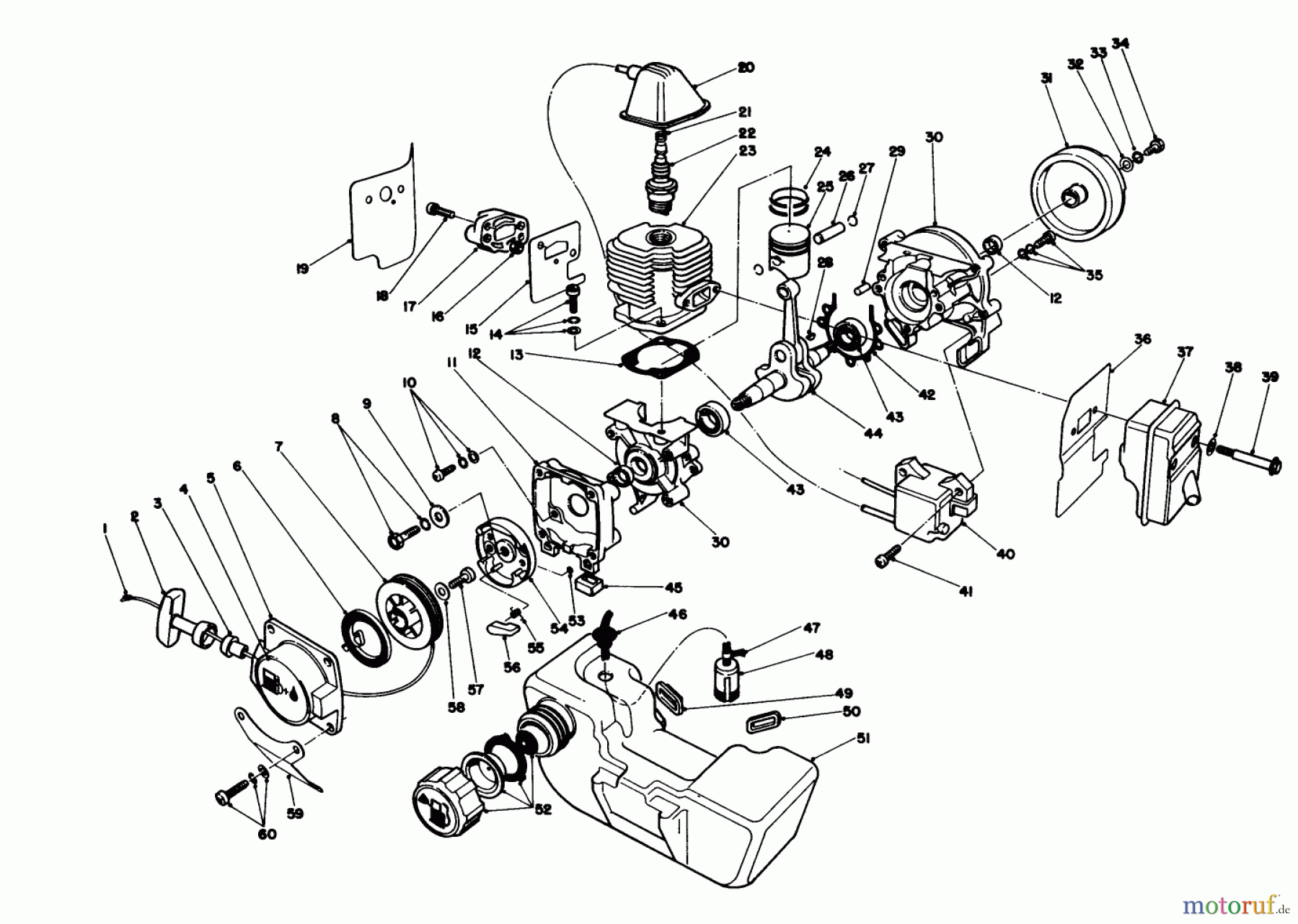  Toro Neu Blowers/Vacuums/Chippers/Shredders 30935 - Toro 20cc Hand Held Blower, 1990 (0000001-0999999) ENGINE ASSEMBLY