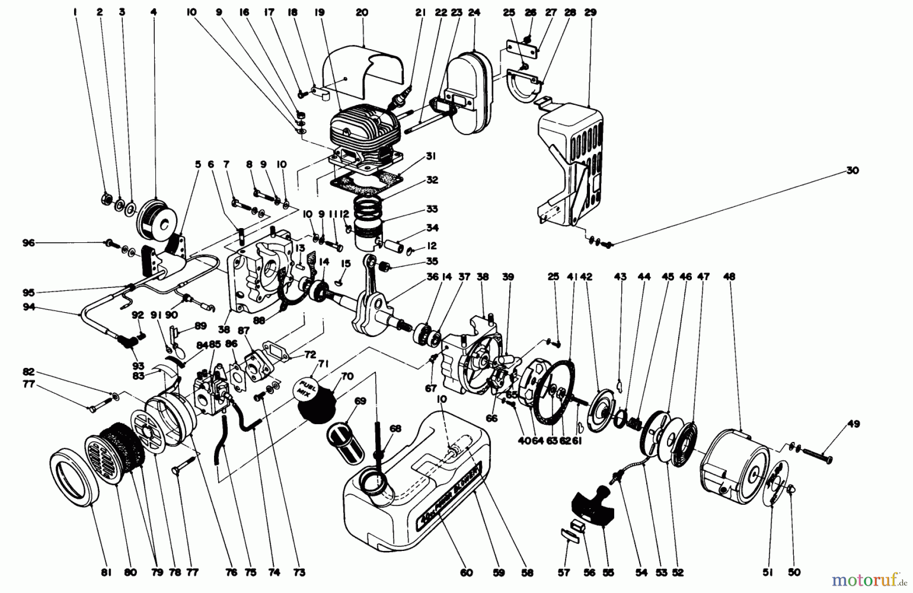  Toro Neu Blowers/Vacuums/Chippers/Shredders 30940 - Toro 40cc Back Pack Blower, 1980 (0000001-0999999) ENGINE ASSEMBLY
