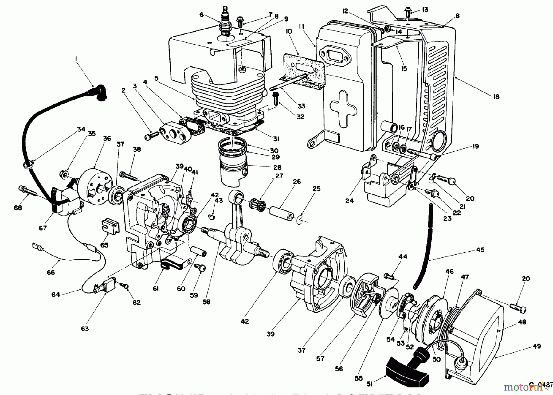  Toro Neu Blowers/Vacuums/Chippers/Shredders 30941 - Toro 41cc Back Pack Blower, 1995 (59000001-59999999) ENGINE & MUFFLER ASSEMBLY