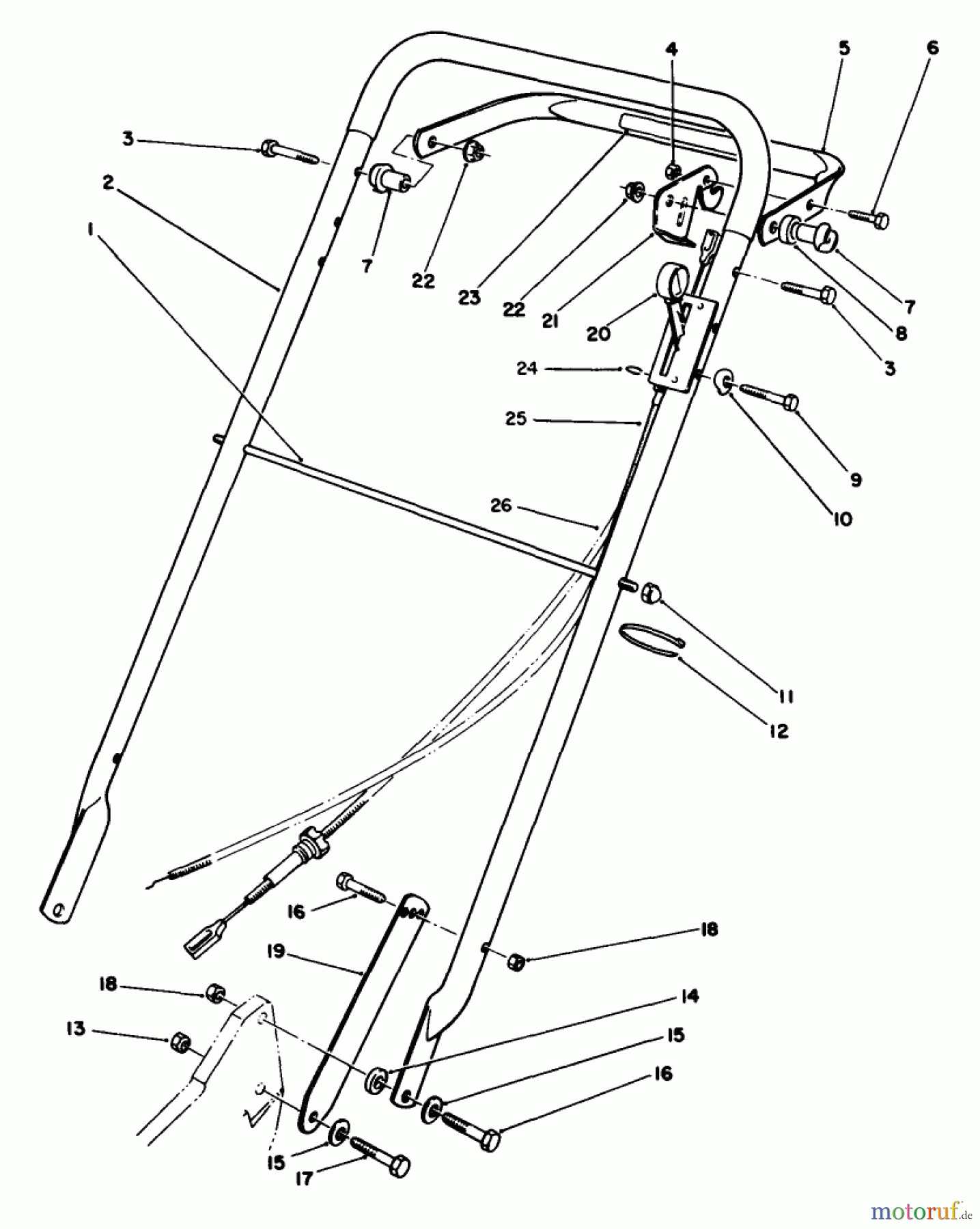  Toro Neu Mowers, Walk-Behind Seite 2 22621C - Toro Lawnmower, 1989 (9000001-9999999) HANDLE ASSEMBLY