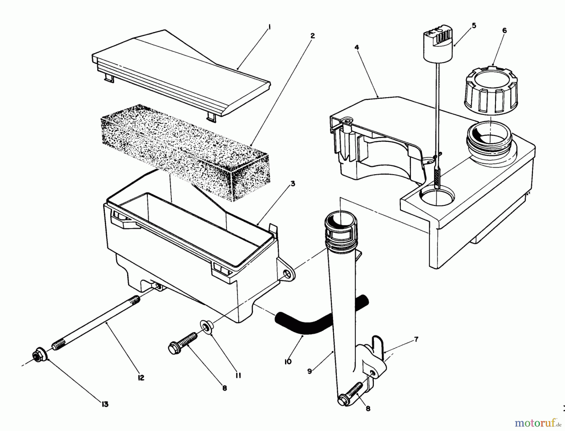  Toro Neu Mowers, Walk-Behind Seite 2 26622 - Toro Lawnmower, 1989 (9000001-9999999) AIR CLEANER & FUEL TANK ASSEMBLY (ENGINE MODEL NO. VMJ8)
