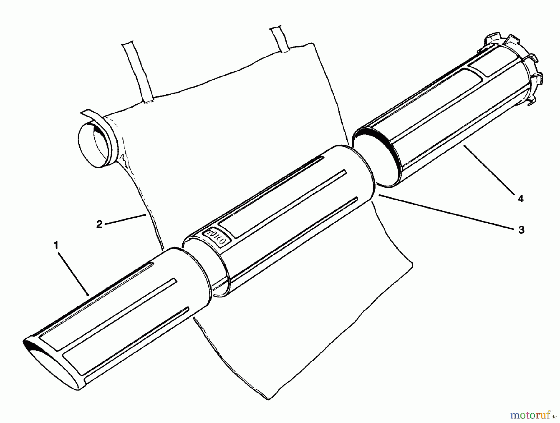  Toro Neu Blowers/Vacuums/Chippers/Shredders 51578 - Toro Super Blower Vac, 1994 (49000001-49999999) VACUUM TUBES AND BAGGING KIT MODEL NO. 51533