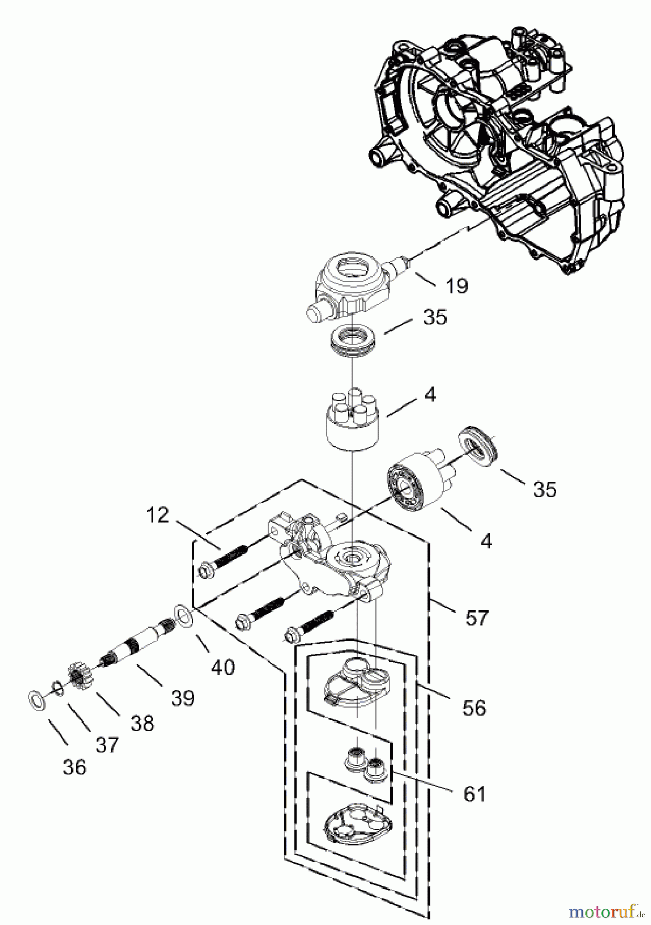  Toro Neu Mowers, Zero-Turn 74301 (14-38Z) - Toro 14-38Z TimeCutter Z Riding Mower, 2003 (230000001-230999999) CYLINDER BLOCK ASSEMBLY RH HYDROSTAT NO. 105-3491