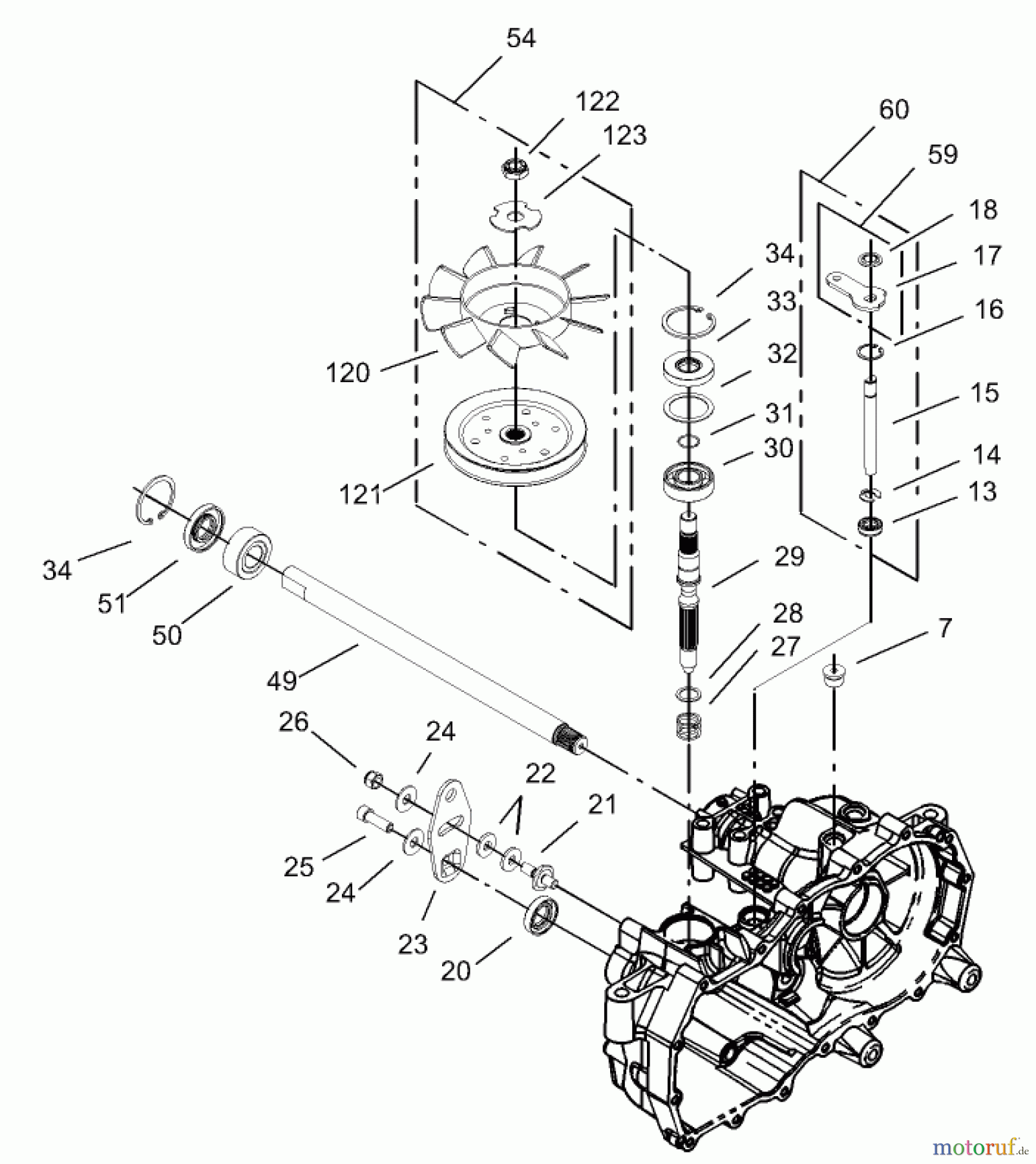Toro Neu Mowers, Zero-Turn 74301 (14-38Z) - Toro 14-38Z TimeCutter Z Riding Mower, 2003 (230000001-230999999) FAN AND PULLEY ASSEMBLY LH HYDROSTAT NO. 105-3492