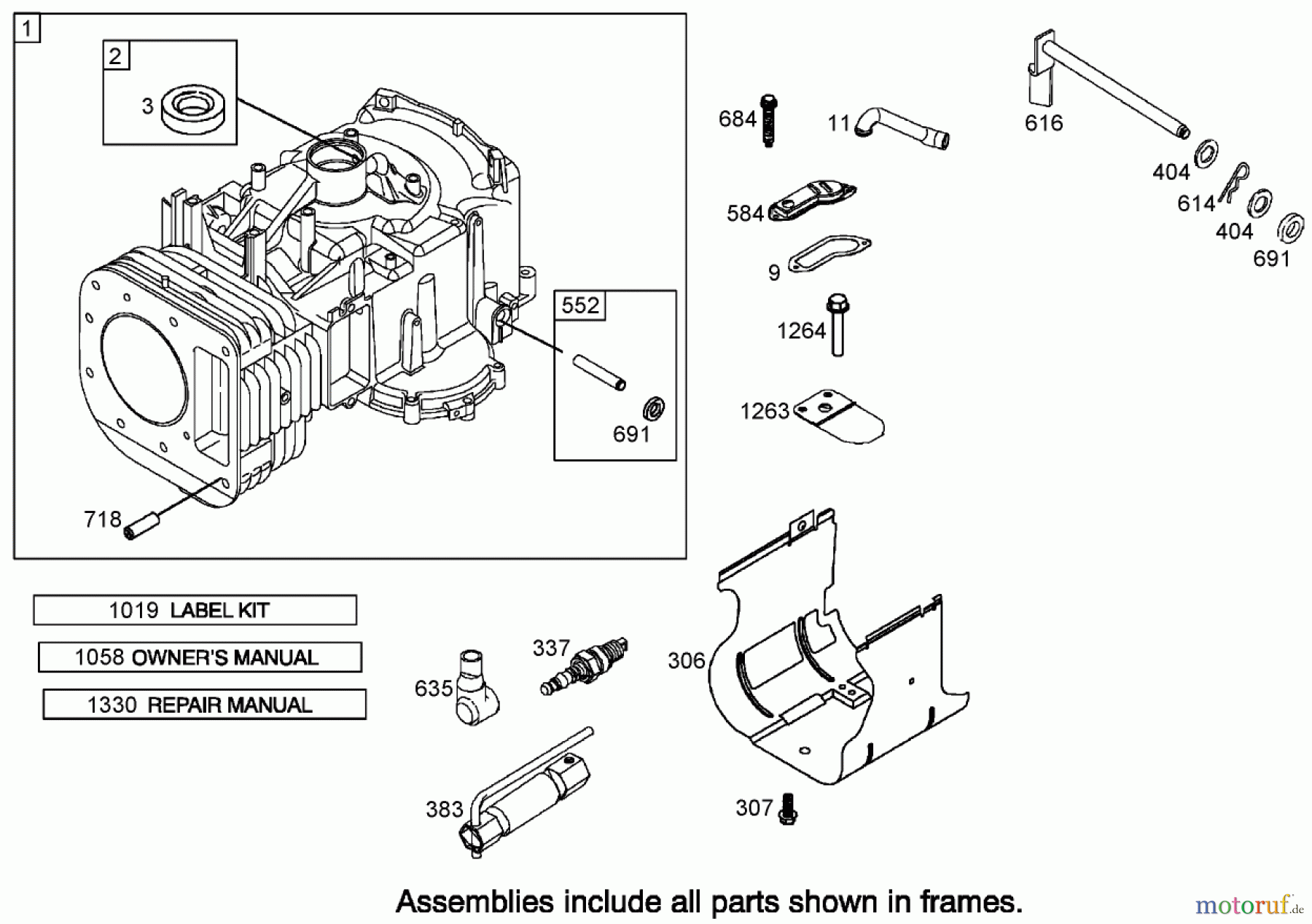 Toro Neu Mowers, Zero-Turn 74352 (Z480) - Toro TimeCutter Z480 Riding Mower, 2005 (250000001-250999999) CYLINDER ASSEMBLY BRIGGS AND STRATTON 31K777-0190-E1