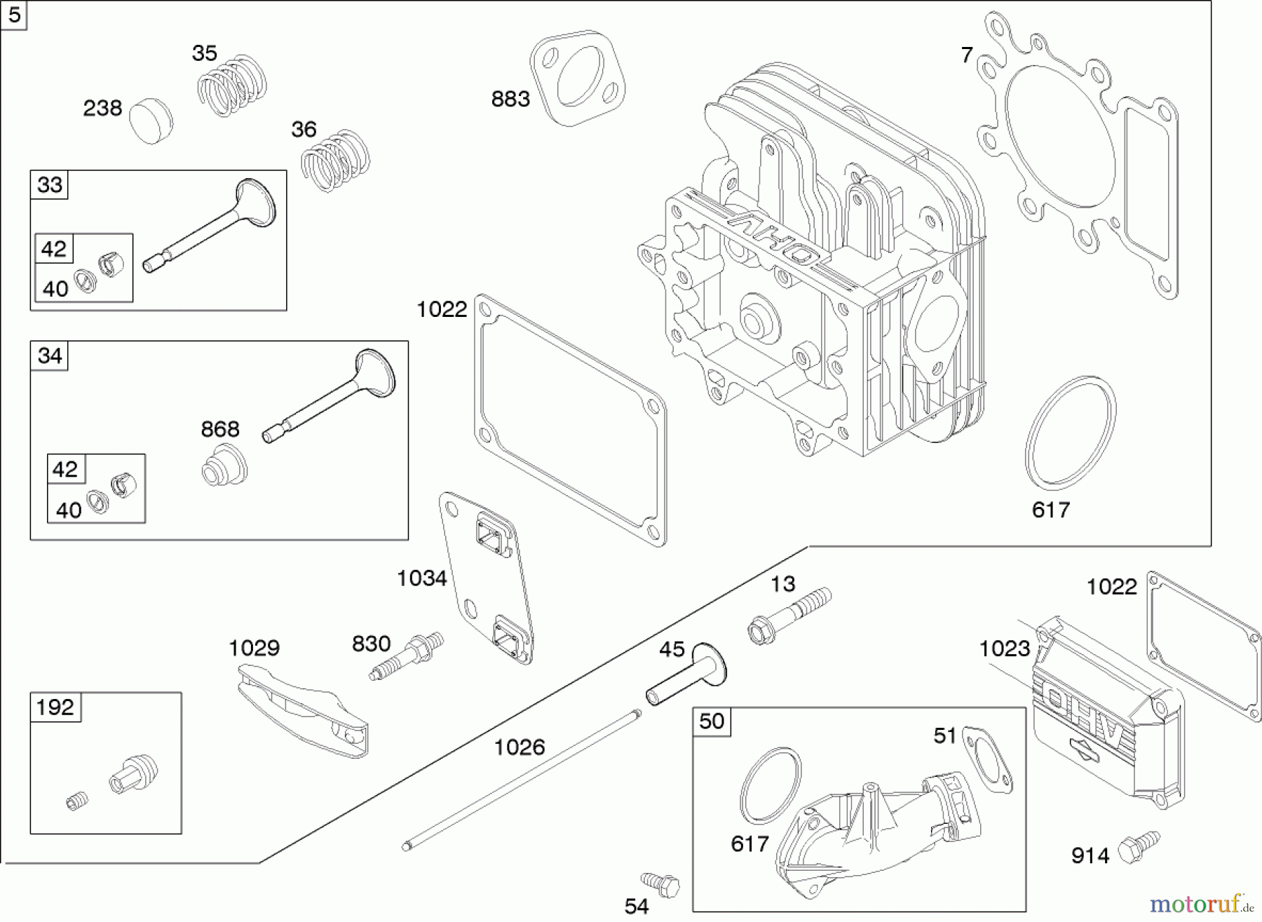 Toro Neu Mowers, Zero-Turn 74353 (Z480) - Toro TimeCutter Z480 Riding Mower, 2006 (260000001-260999999) CYLINDER HEAD ASSEMBLY BRIGGS AND STRATTON 31H777-0168-E1
