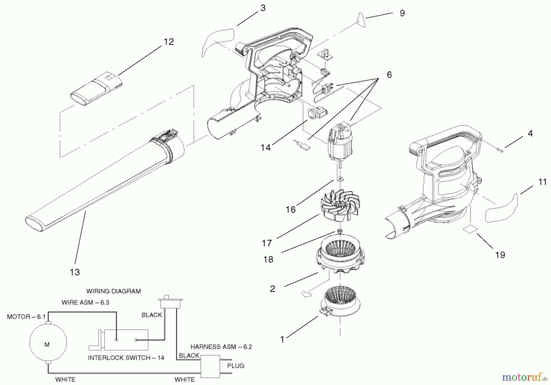 Toro Neu Blowers/Vacuums/Chippers/Shredders 51587 - Toro Super Blower Vac, 2001 (210000001-210999999) BLOWERVAC ASSEMBLY