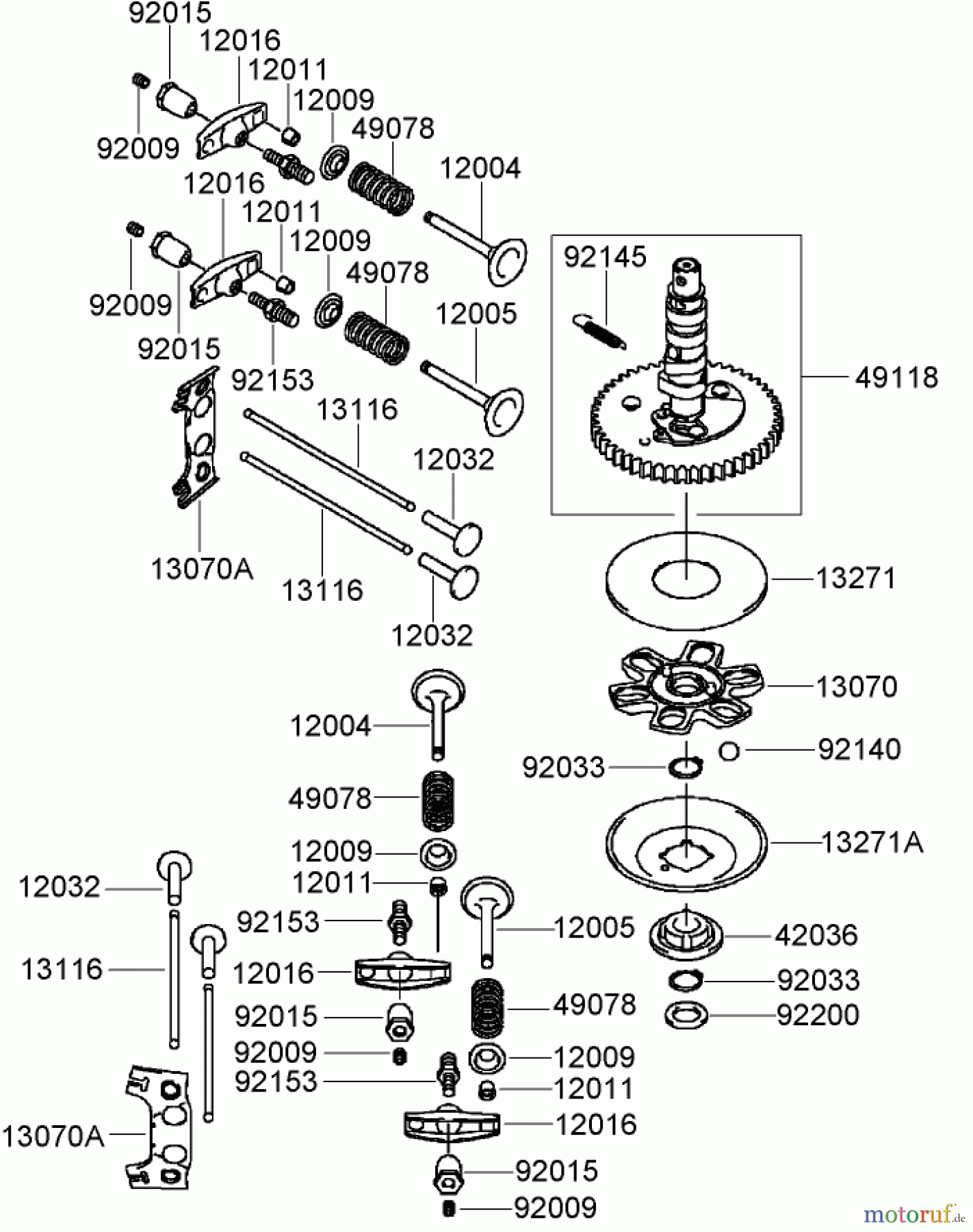 Toro Neu Mowers, Zero-Turn 74374 (Z5040) - Toro TimeCutter Z5040 Riding Mower, 2007 (270000001-270999999) VALVE AND CAMSHAFT ASSEMBLY KAWASAKI FH641V-AS31