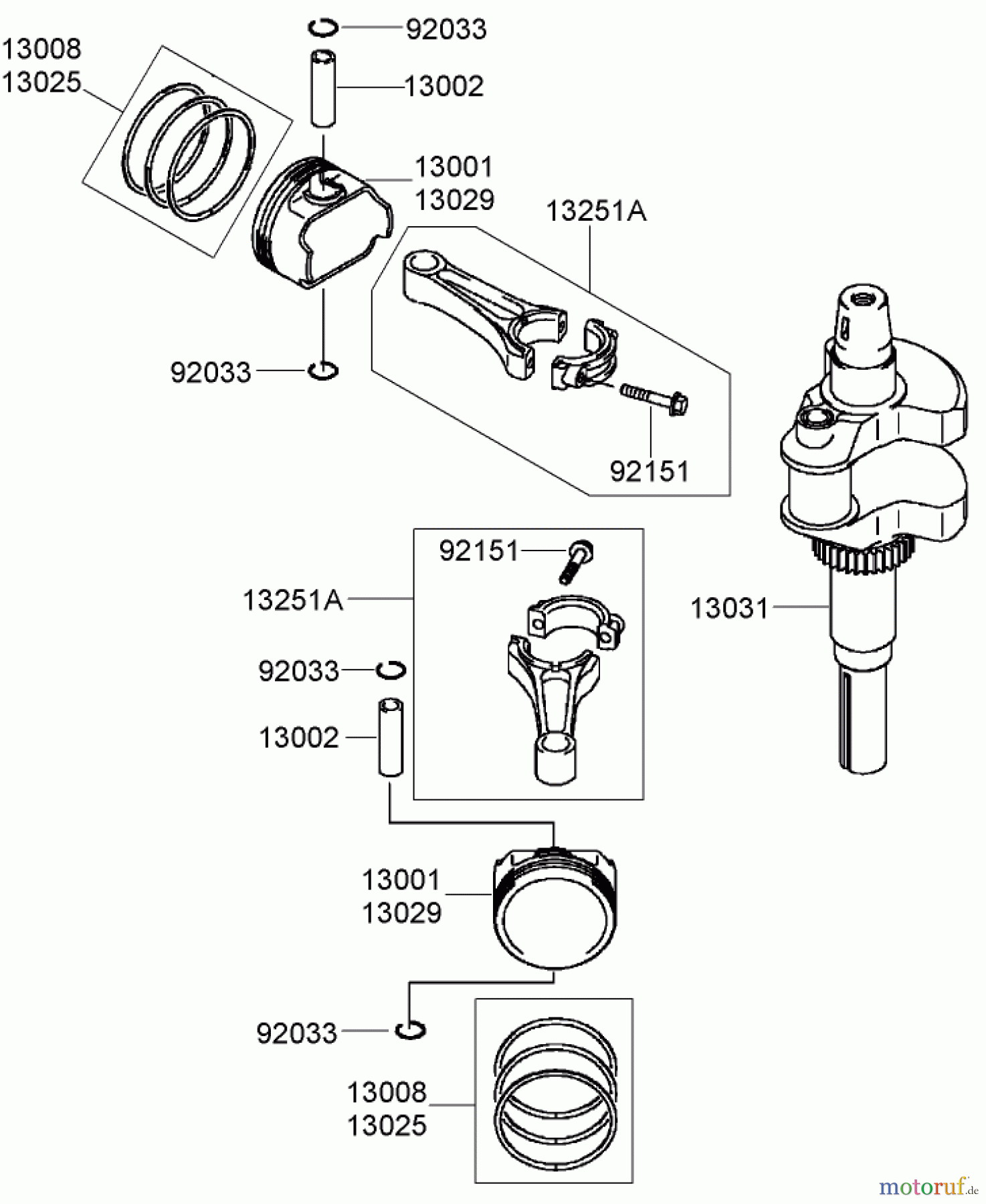 Toro Neu Mowers, Zero-Turn 74374 (Z5040) - Toro TimeCutter Z5040 Riding Mower, 2008 (280000001-280999999) PISTON AND CRANKSHAFT ASSEMBLY KAWASAKI FH641V-AS31