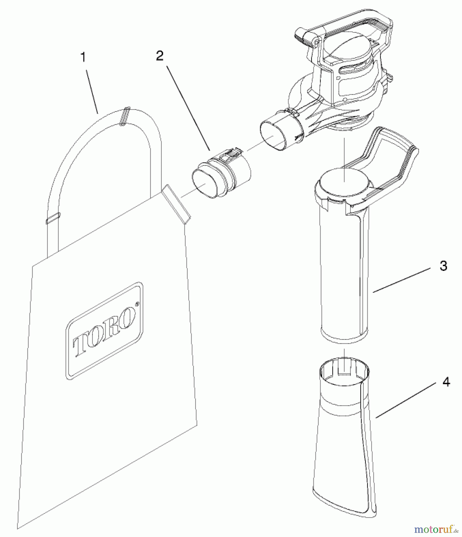  Toro Neu Blowers/Vacuums/Chippers/Shredders 51589 - Toro Quiet Blower Vac, 1999 (99500000-99999999) TUBE AND BAG ASSEMBLY