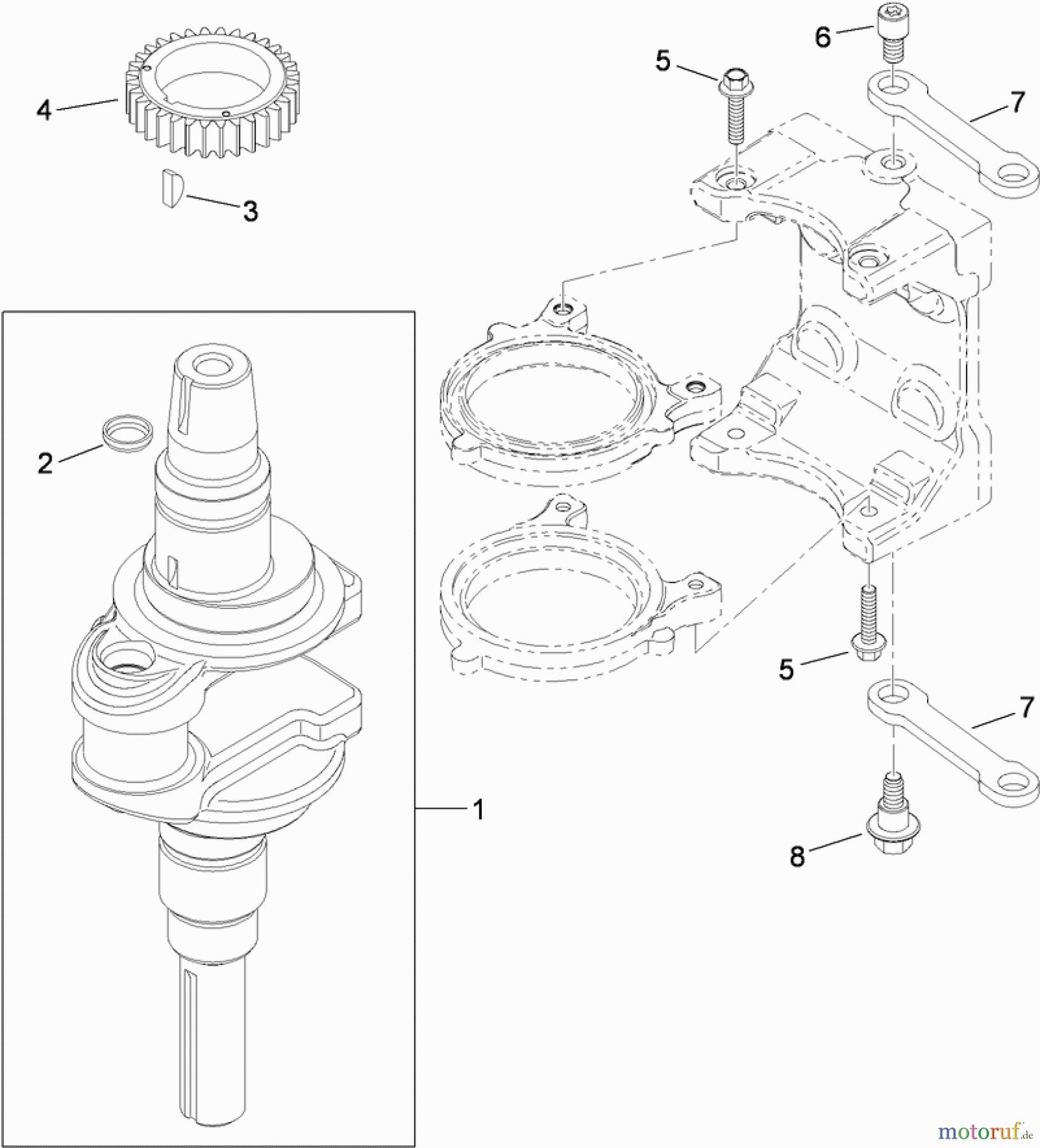  Toro Neu Mowers, Zero-Turn 74380 (Z4200) - Toro TimeCutter Z4200 Riding Mower, 2009 (290000326-290999999) CRANKSHAFT ASSEMBLY KOHLER SV590-0213
