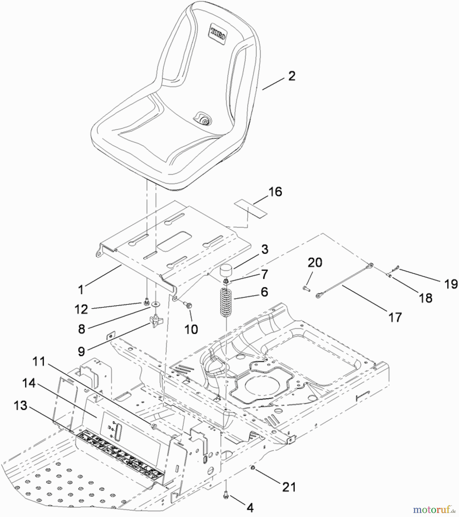  Toro Neu Mowers, Zero-Turn 74381 (Z4202) - Toro TimeCutter Z4202 Riding Mower, 2009 (290000001-290000210) SEAT ASSEMBLY