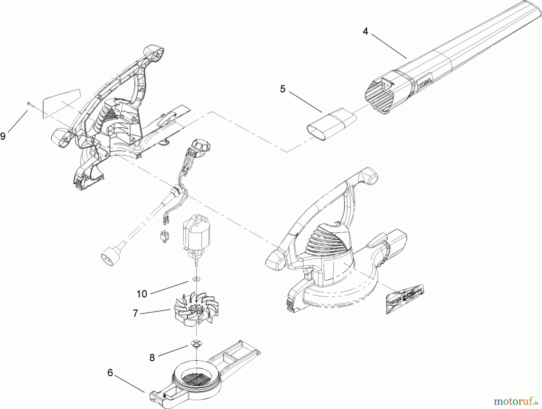  Toro Neu Blowers/Vacuums/Chippers/Shredders 51592 - Toro Super Blower/Vacuum, 2012 (SN 312000001-312999999) HOUSING AND MOTOR ASSEMBLY