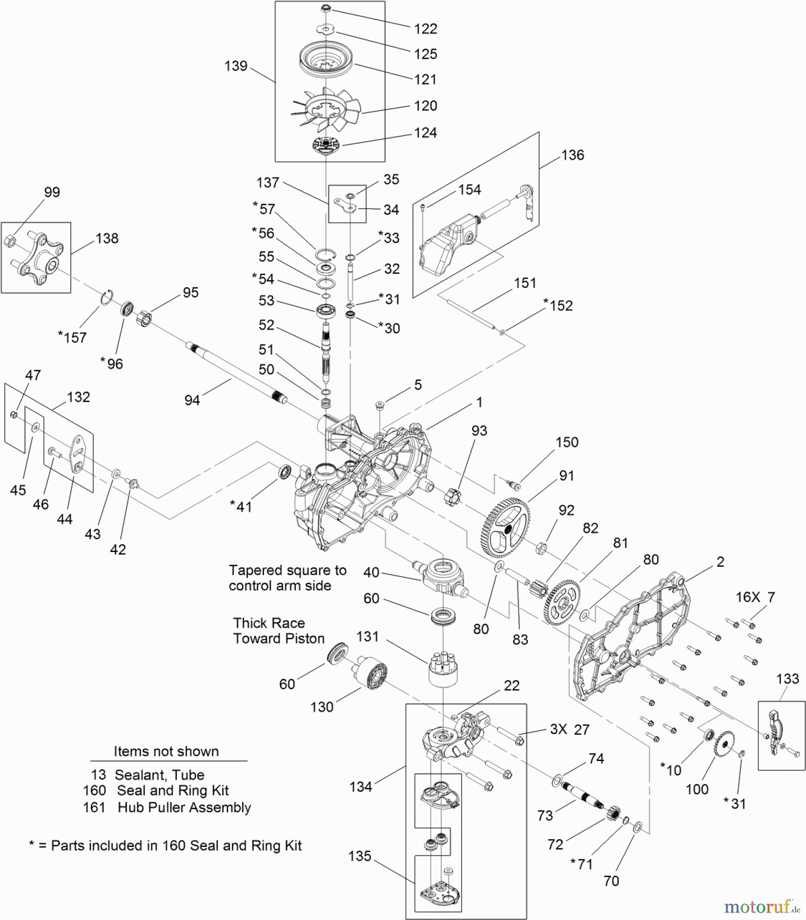 Toro Neu Mowers, Zero-Turn 74385 (ZS 3200) - Toro TimeCutter ZS 3200 Riding Mower, 2011 (311000001-311999999) RIGHT HAND HYDRO TRANSAXLE ASSEMBLY NO. 119-3331