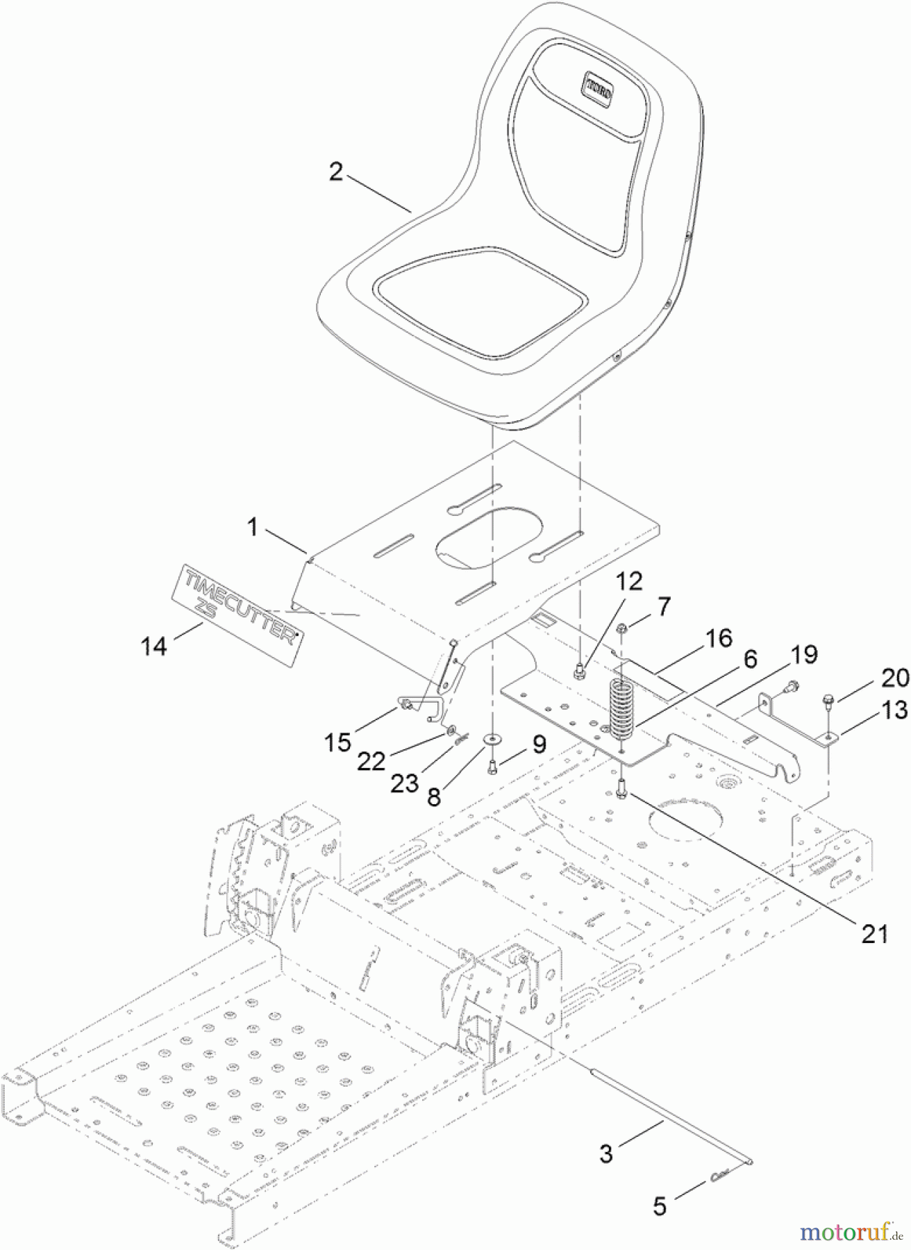  Toro Neu Mowers, Zero-Turn 74386 (ZS 4200) - Toro TimeCutter ZS 4200 Riding Mower, 2012 (SN 312000001-312999999) SEAT ASSEMBLY
