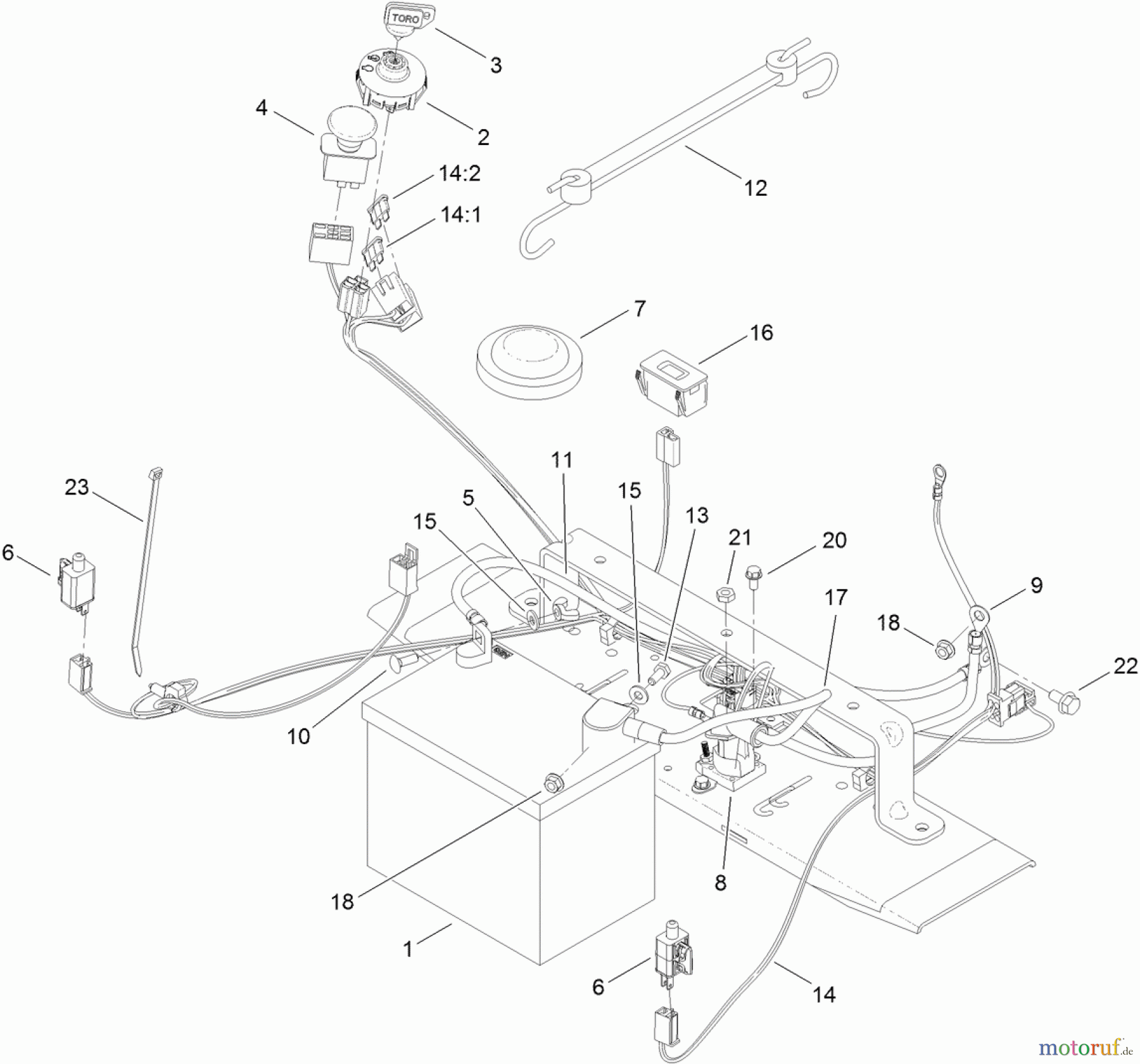  Toro Neu Mowers, Zero-Turn 74387 (ZS 5000) - Toro TimeCutter ZS 5000 Riding Mower, 2012 (SN 312000001-312999999) ELECTRICAL ASSEMBLY