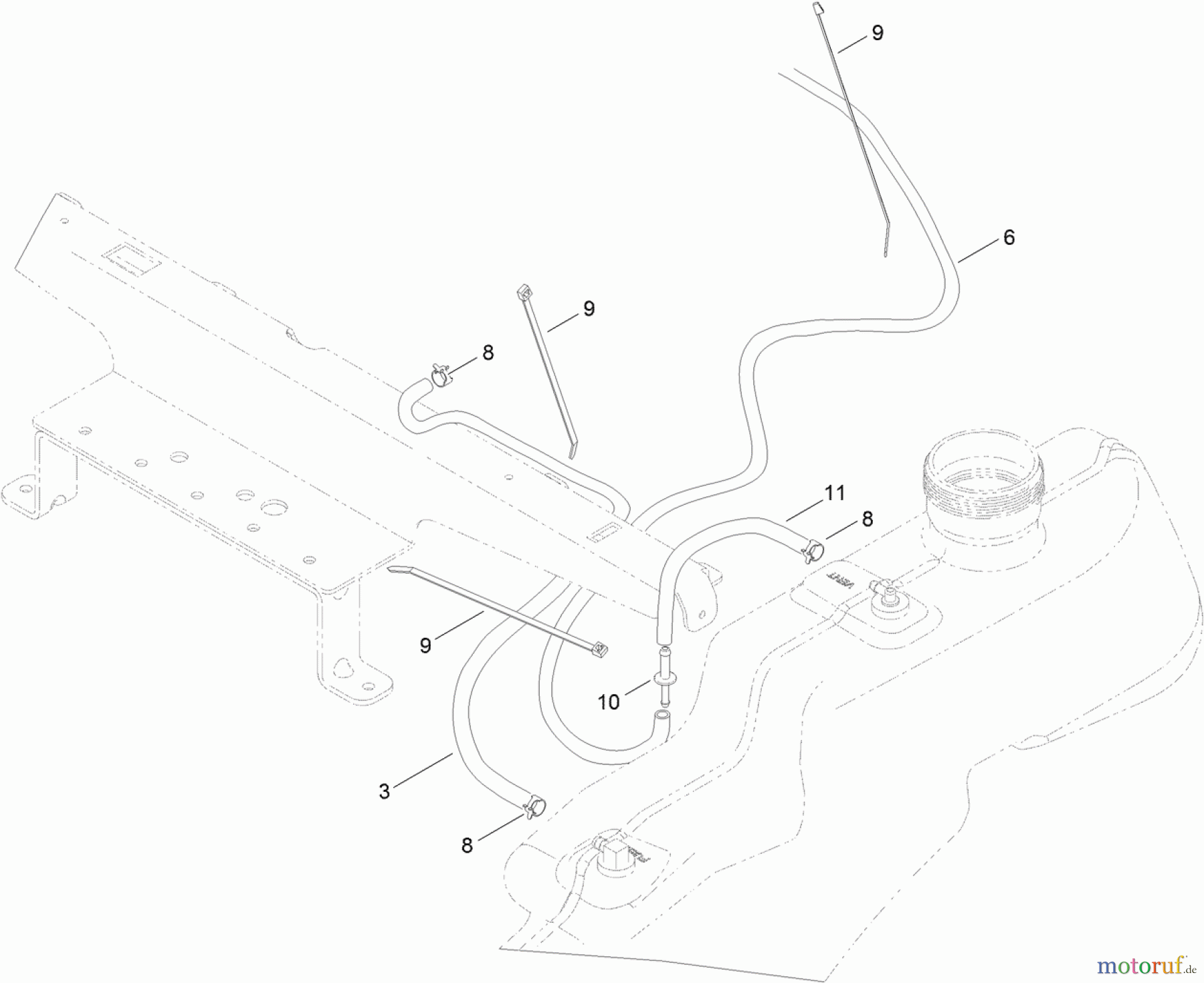 Toro Neu Mowers, Zero-Turn 74387 (ZS 5000) - Toro TimeCutter ZS 5000 Riding Mower, 2012 (SN 312000001-312999999) FUEL DELIVERY ASSEMBLY