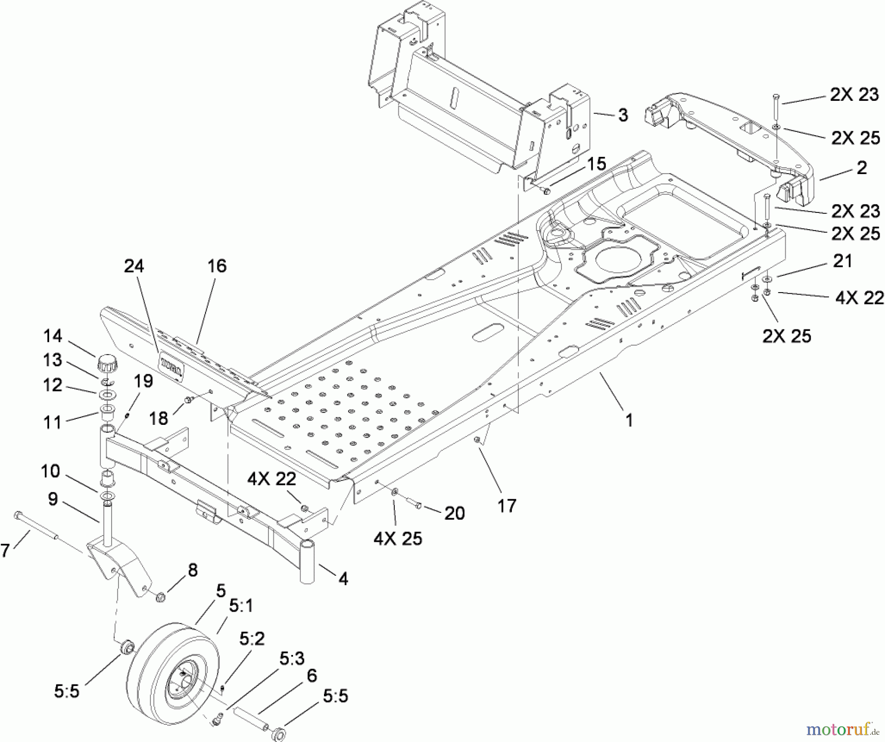  Toro Neu Mowers, Zero-Turn 74399 (Z5020) - Toro TimeCutter Z5020 Riding Mower, 2008 (280000001-280999999) FRAME ASSEMBLY
