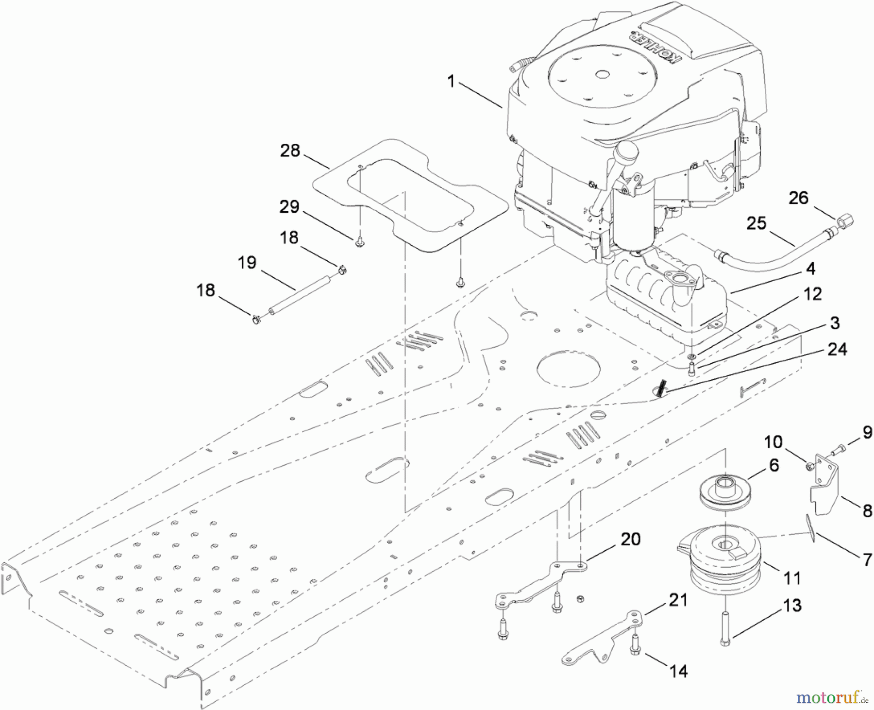 Toro Neu Mowers, Zero-Turn 74399 (Z5020) - Toro TimeCutter Z5020 Riding Mower, 2009 (290000001-290000439) ENGINE AND CLUTCH ASSEMBLY