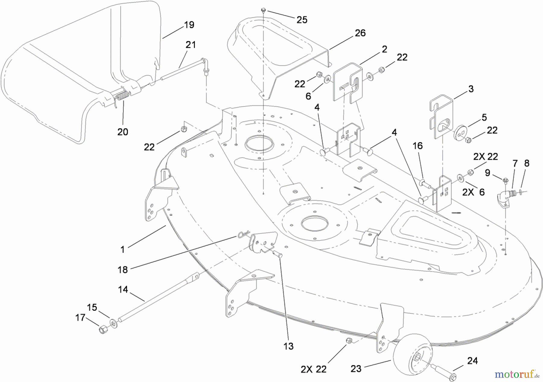  Toro Neu Mowers, Zero-Turn 74399 (Z5020) - Toro TimeCutter Z5020 Riding Mower, 2009 (290000440-290999999) 50 INCH DECK AND SIDE DICHARGE ASSEMBLY