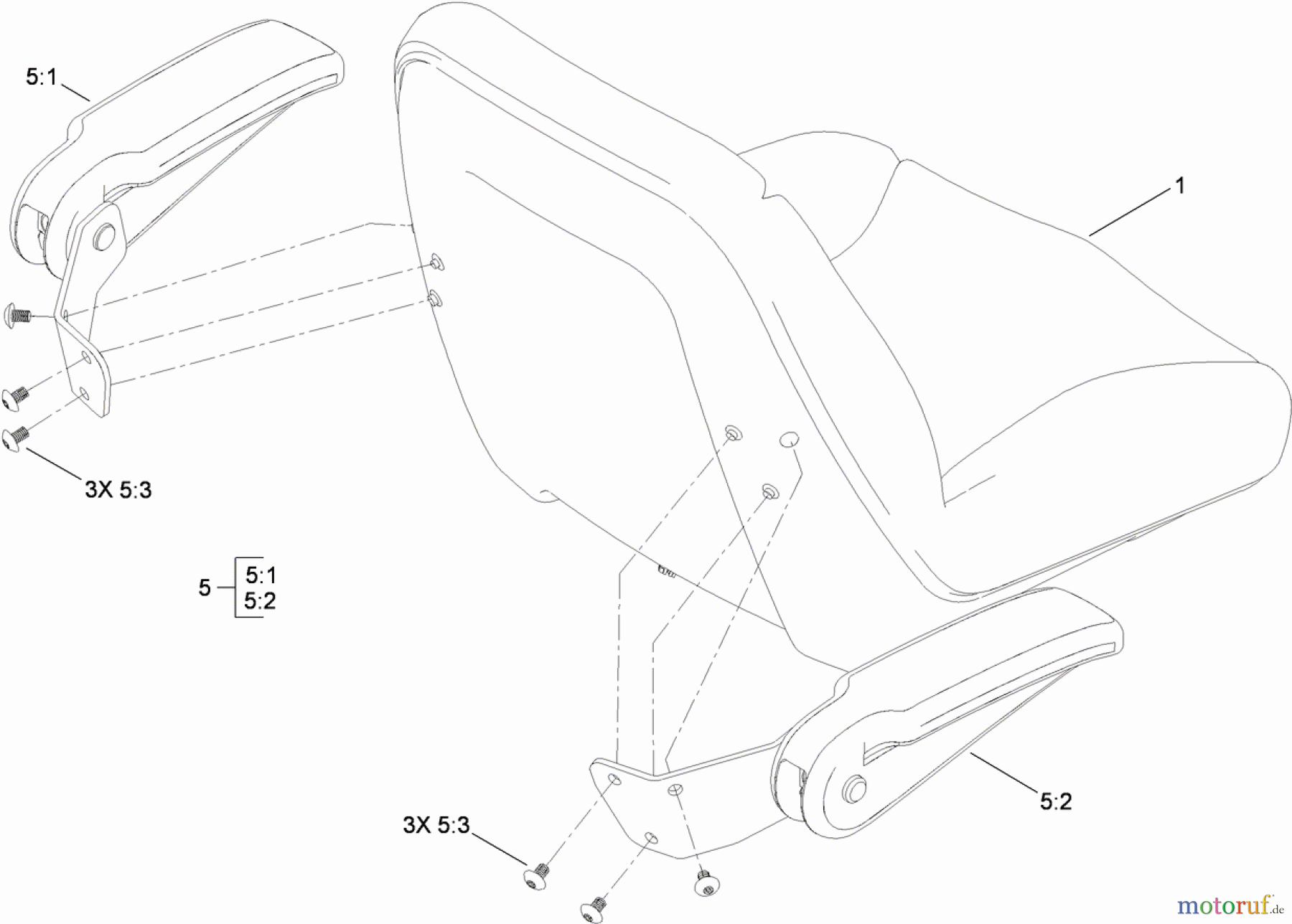 Toro Neu Mowers, Zero-Turn 74399 (Z5020) - Toro TimeCutter Z5020 Riding Mower, 2009 (290000440-290999999) SEAT AND ARMREST KIT ASSEMBLY NO. 117-1227