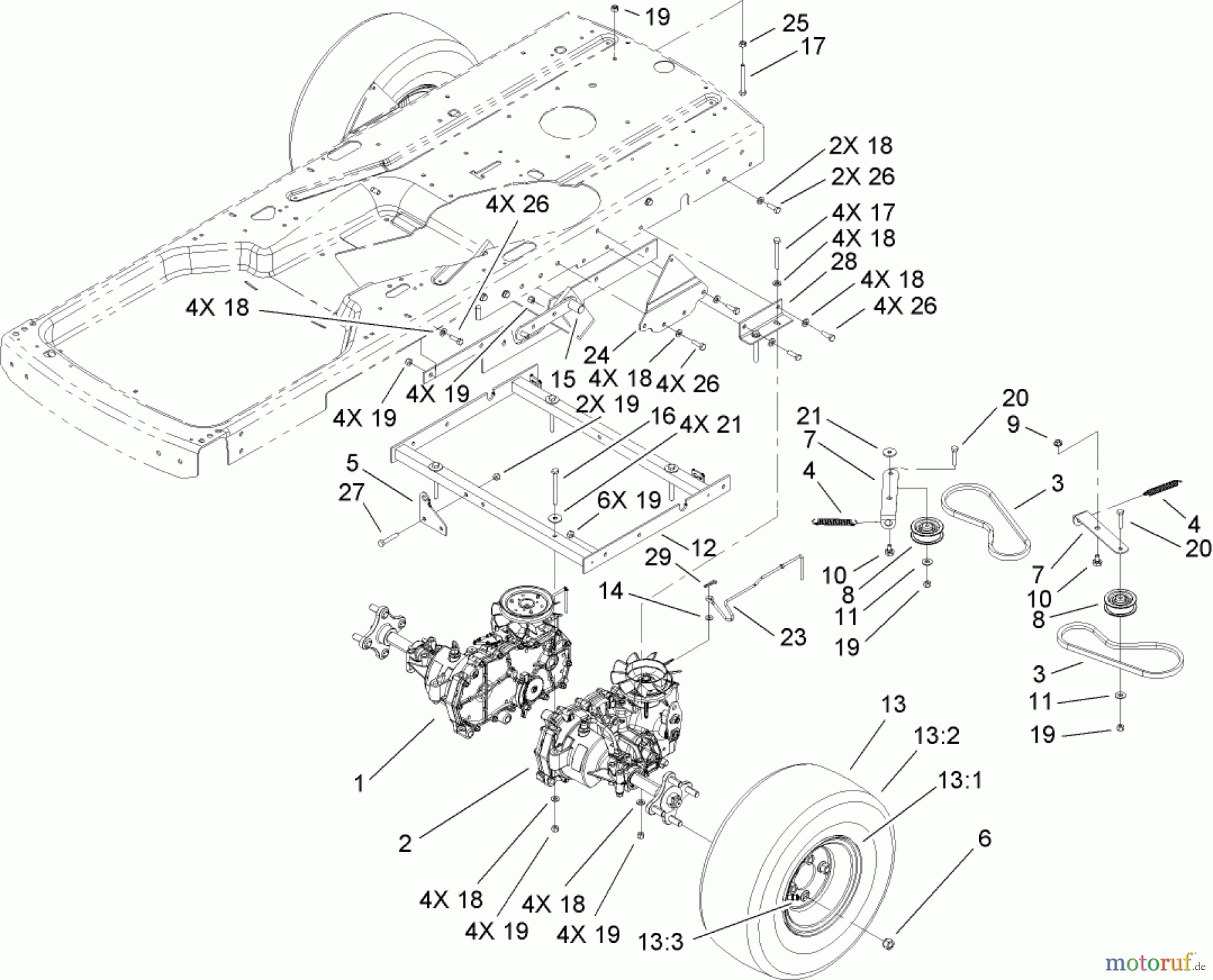 Toro Neu Mowers, Zero-Turn 74433 (ZD420) - Toro TimeCutter ZD420 Riding Mower, 2008 (280000001-280999999) DRIVE ASSEMBLY