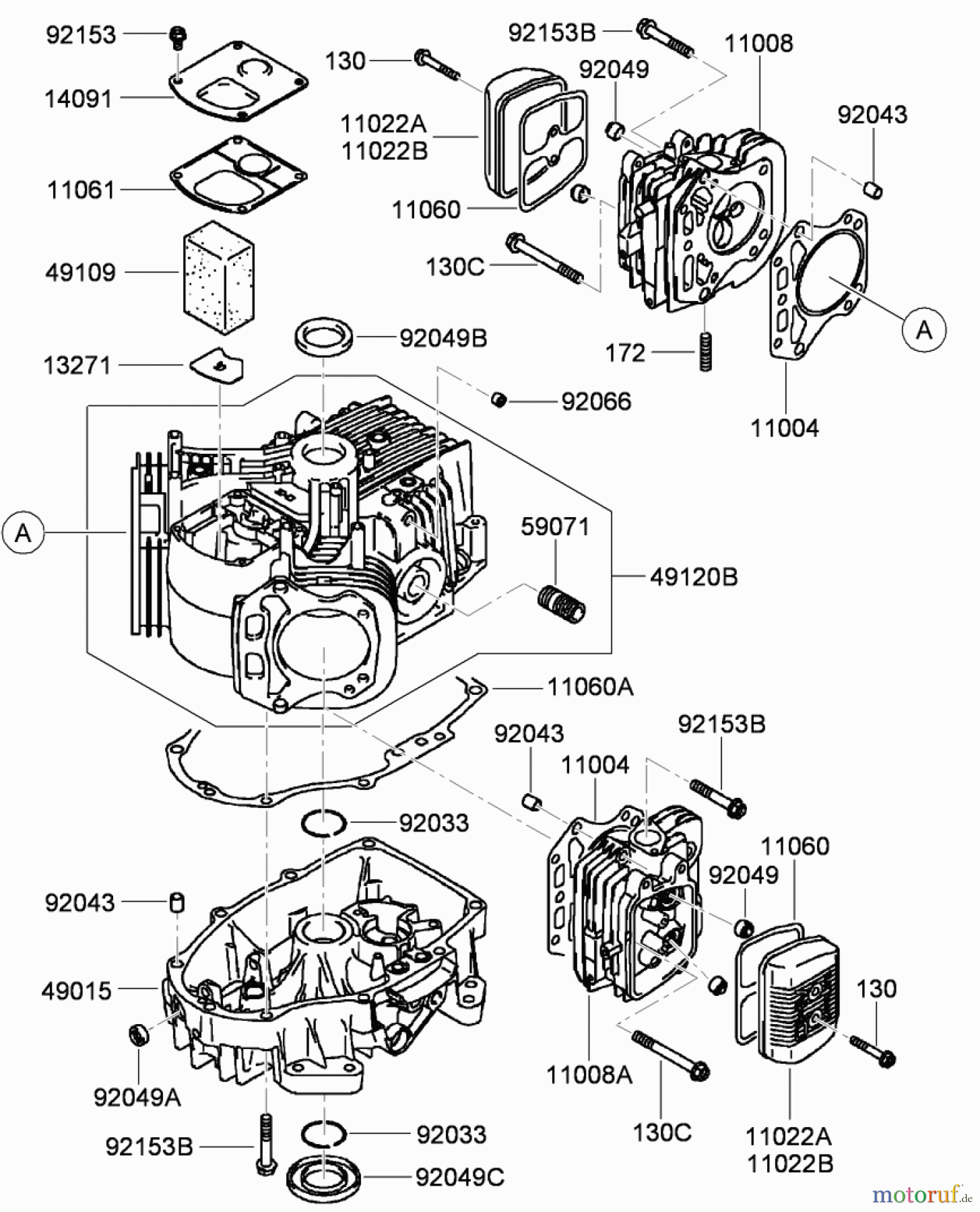  Toro Neu Mowers, Zero-Turn 74437 (ZD420T) - Toro TimeCutter ZD420T Riding Mower, 2009 (290000001-290999999) CYLINDER AND CRANKCASE ASSEMBLY KAWASAKI FH541V-CS50
