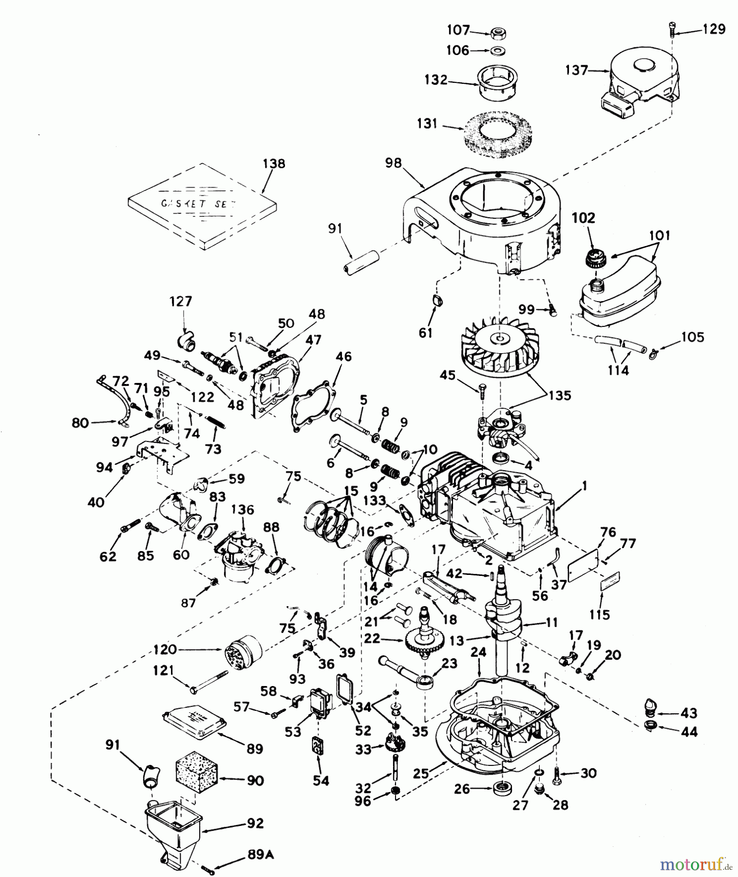  Toro Neu Blowers/Vacuums/Chippers/Shredders 62837 - Toro Shredder, 1973 (3000001-3999999) ENGINE TECUMSEH PRODUCTS MODEL NO. LAV 35-40712K