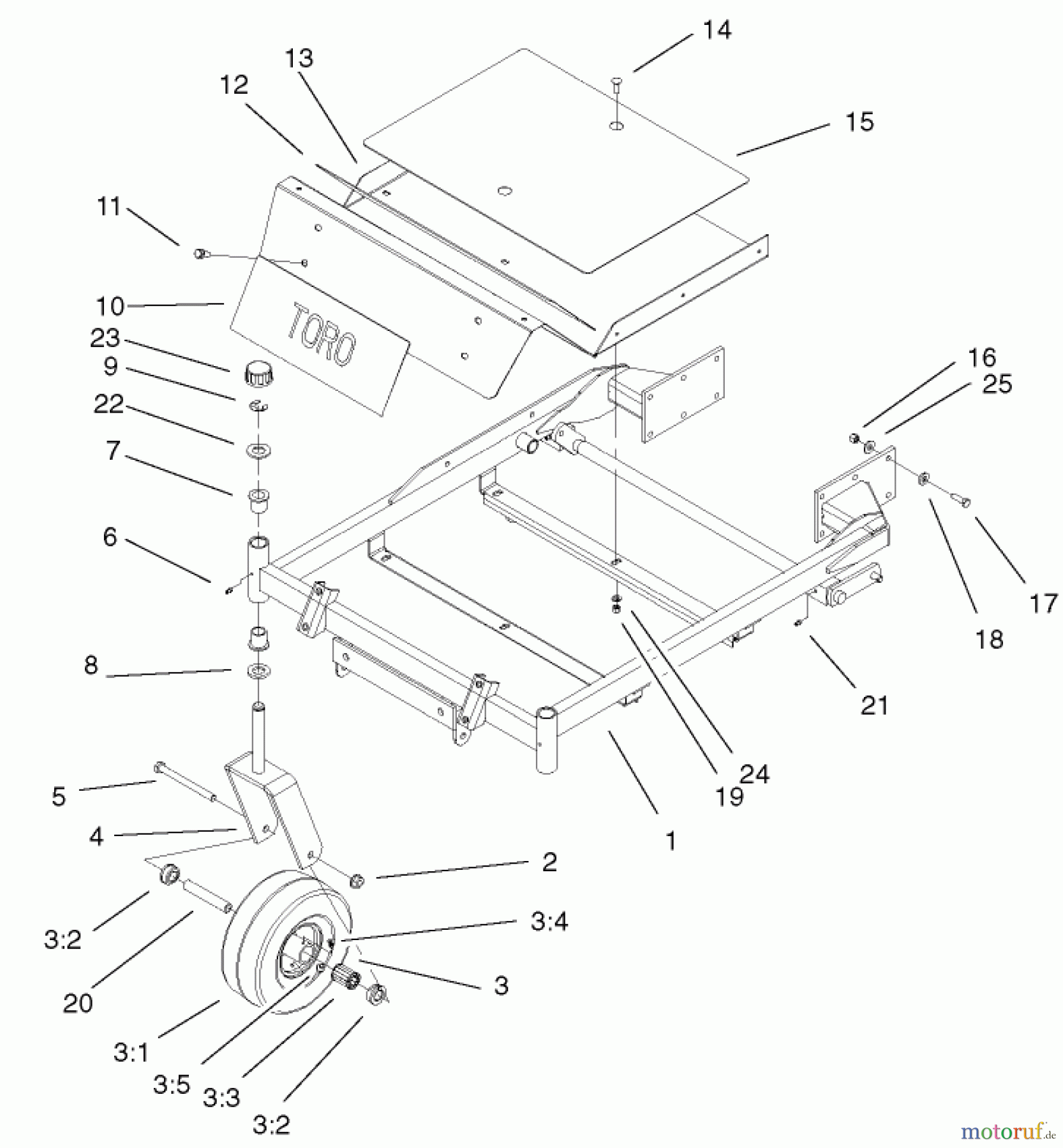  Toro Neu Mowers, Zero-Turn 74601 (Z17-44) - Toro Z17-44 TimeCutter Z Riding Mower, 2001 (210000001-210999999) FRONT FRAME ASSEMBLY