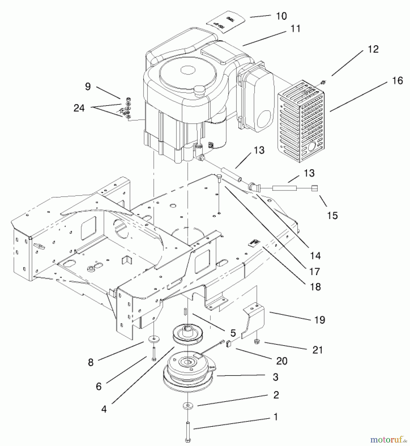  Toro Neu Mowers, Zero-Turn 74601 (Z17-44) - Toro Z17-44 TimeCutter Z Riding Mower, 2002 (220000001-220000912) ENGINE AND CLUTCH ASSEMBLY
