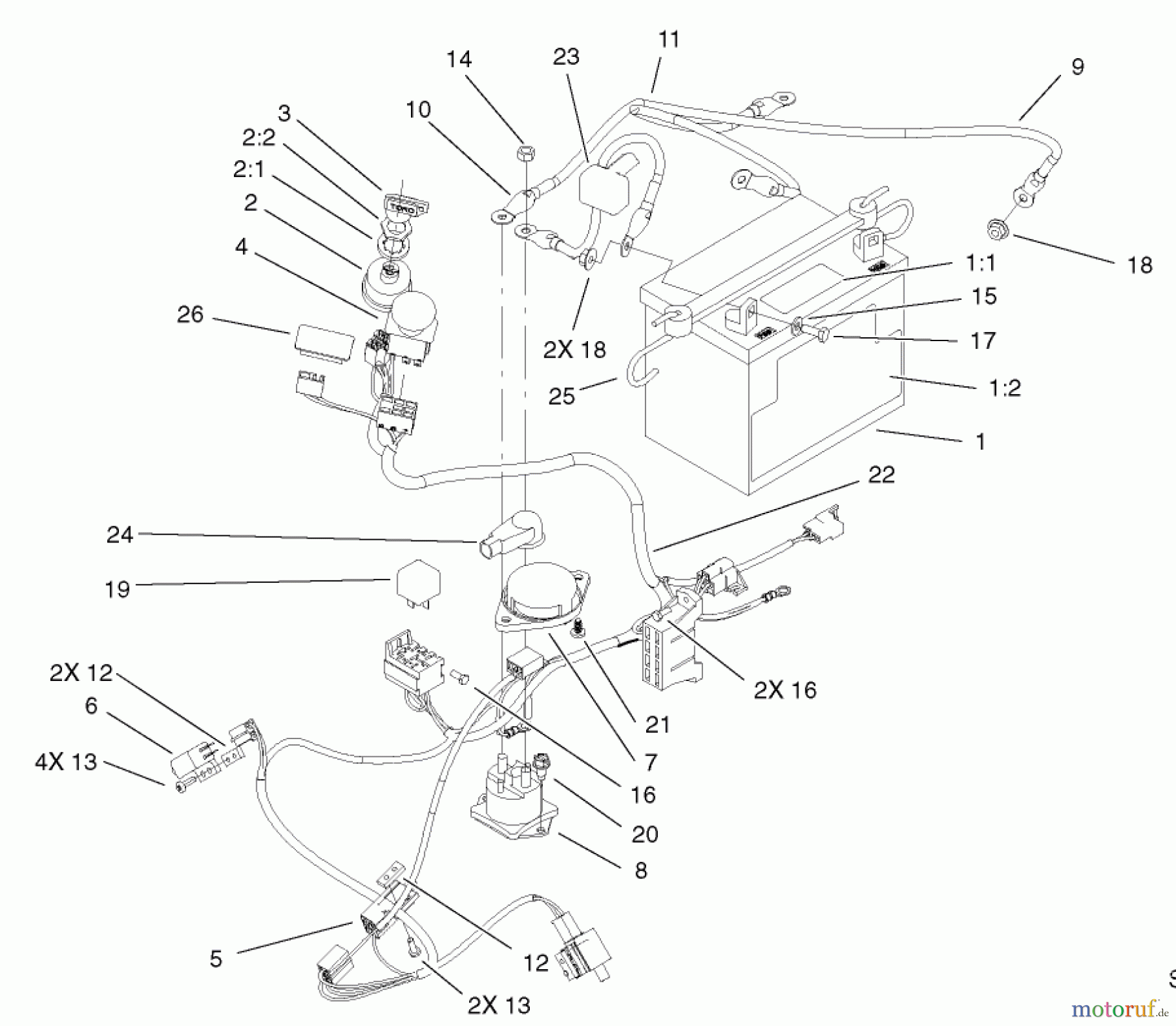  Toro Neu Mowers, Zero-Turn 74601 (Z17-44) - Toro Z17-44 TimeCutter Z Riding Mower, 2002 (220000913-220999999) ELECTRICAL ASSEMBLY