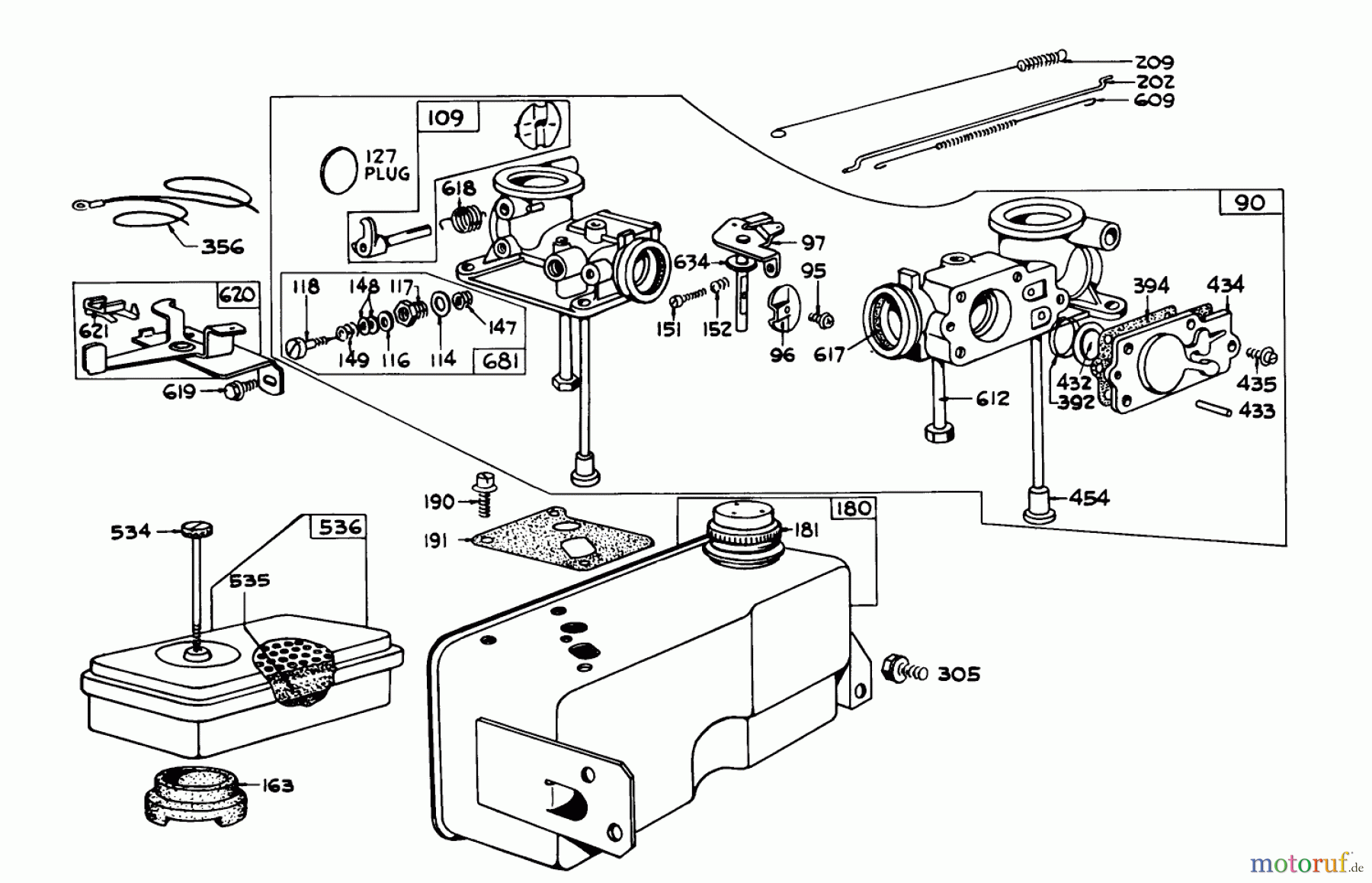  Toro Neu Blowers/Vacuums/Chippers/Shredders 62850 - Toro Shredder, 1972 (2000001-2999999) CARBURETOR AIR CLEANER & GAS TANK ASSEMBLY