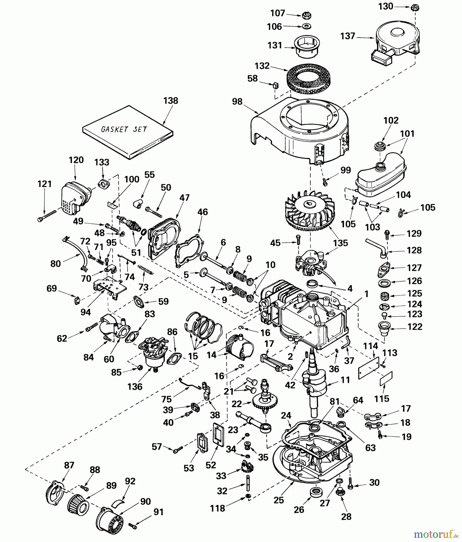  Toro Neu Blowers/Vacuums/Chippers/Shredders 62853 - Toro Shredder, 1974 (4000001-4999999) ENGINE MODEL NO. LAV 50 TYPE 62001 TECUMSEH PRODUCTS