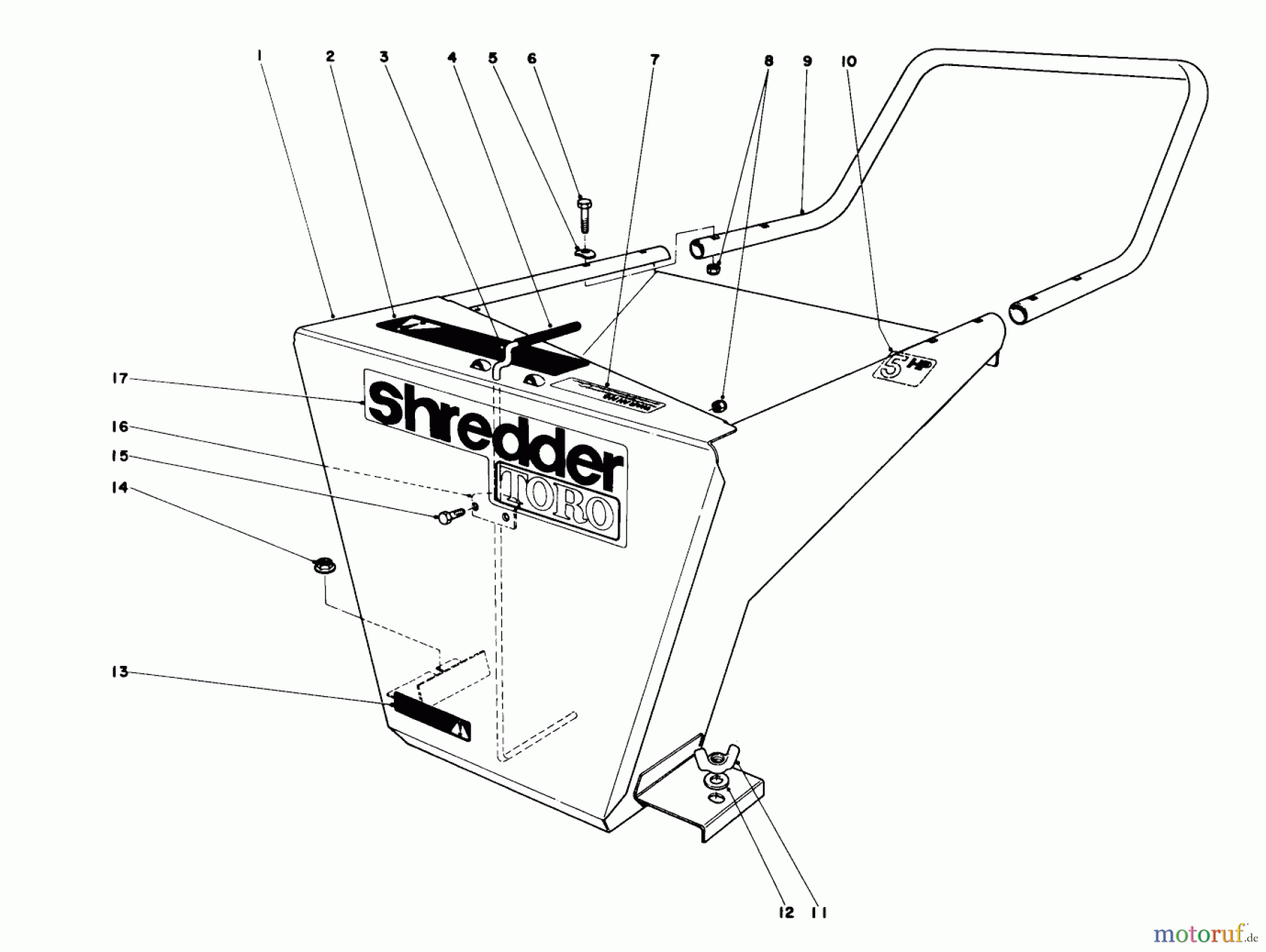  Toro Neu Blowers/Vacuums/Chippers/Shredders 62853 - Toro Shredder, 1974 (4000001-4999999) HOPPER ASSEMBLY