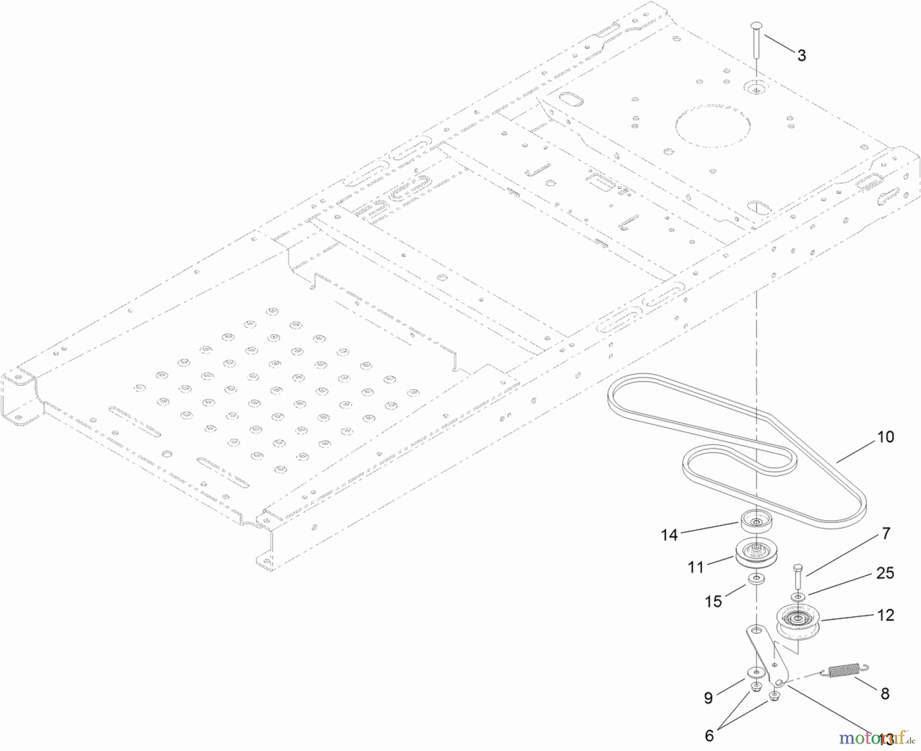 Toro Neu Mowers, Zero-Turn 74621 (3200) - Toro TimeCutter SS 3200 Riding Mower, 2012 (SN 312000001-312999999) BELT AND IDLER ASSEMBLY