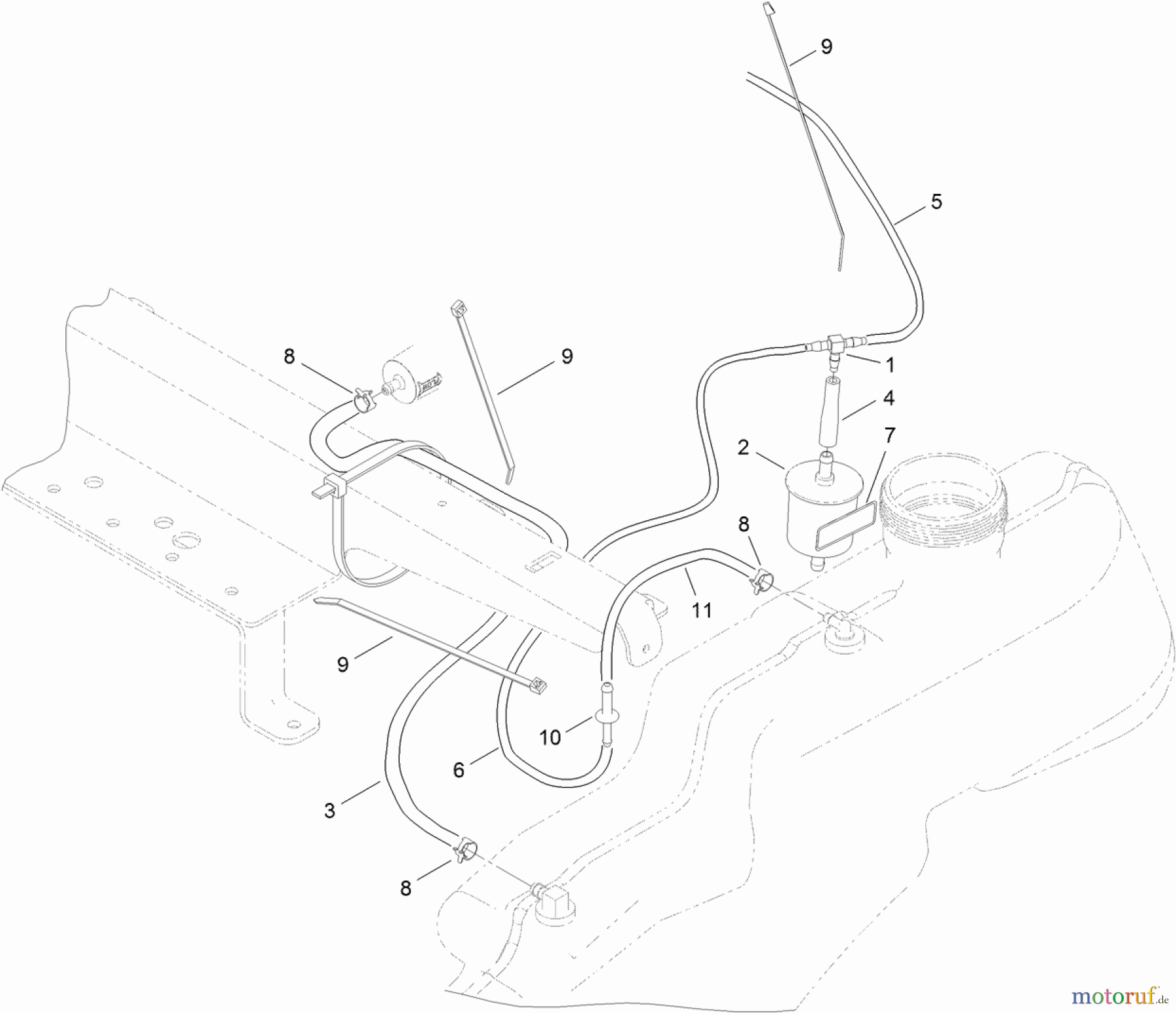 Toro Neu Mowers, Zero-Turn 74622 (4200) - Toro TimeCutter SS 4200 Riding Mower, 2011 (311000001-311999999) FUEL DELIVERY ASSEMBLY