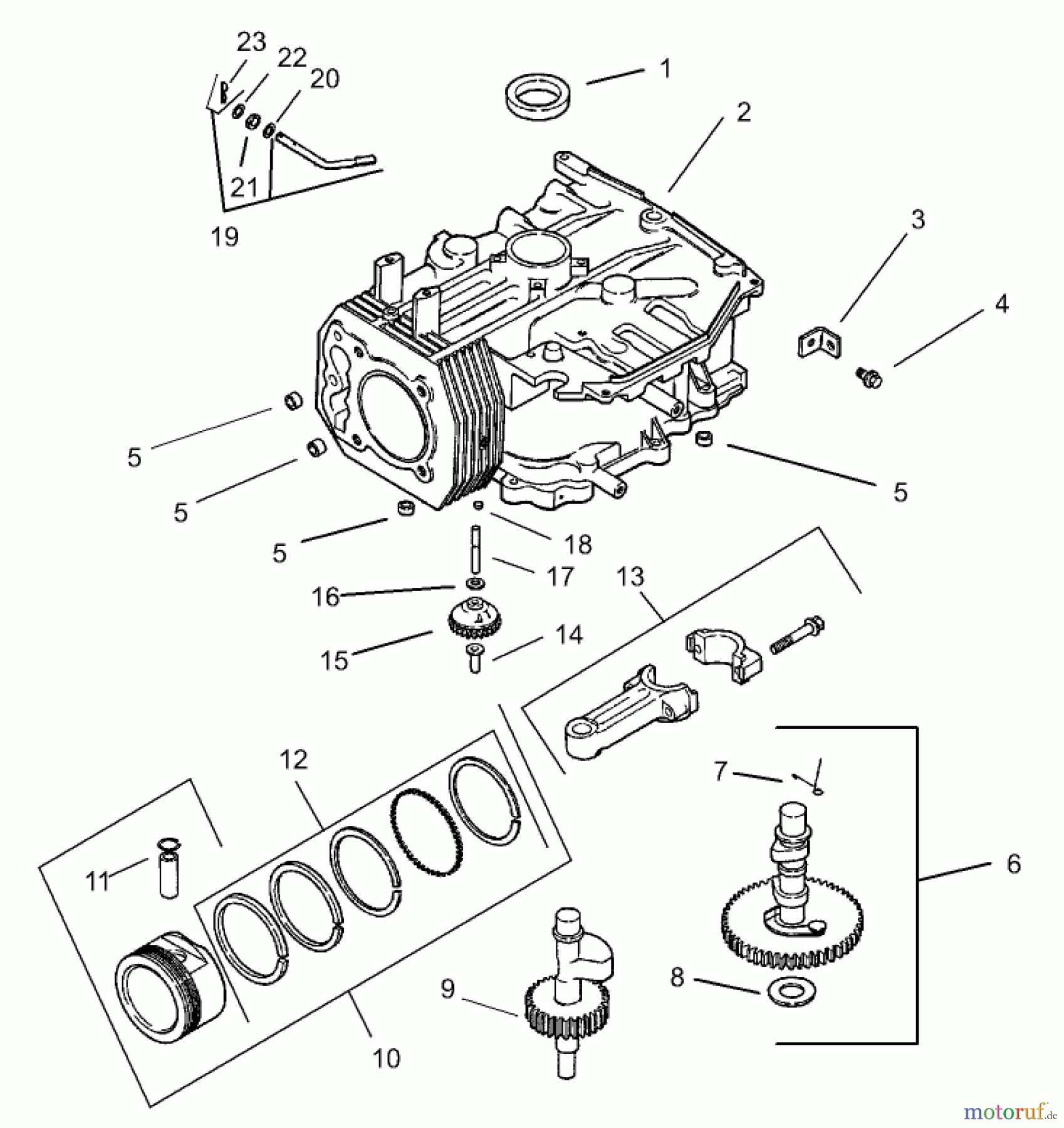  Toro Neu Mowers, Zero-Turn 74701 (17-52ZX) - Toro 17-52ZX TimeCutter ZX Riding Mower, 2003 (230000001-230999999) CRANKCASE ASSEMBLY KOHLER CV 490S-27503