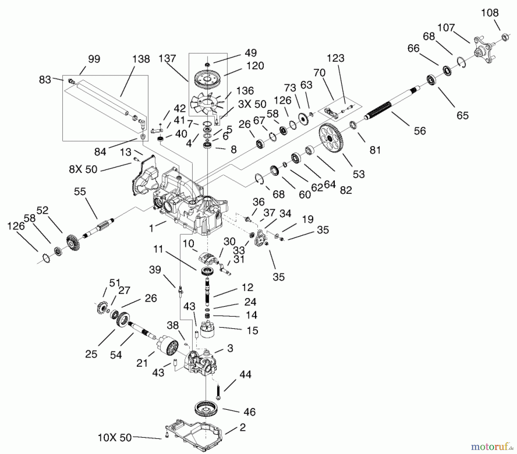  Toro Neu Mowers, Zero-Turn 74801 (Z18-52) - Toro Z18-52 TimeCutter Z Riding Mower, 2002 (220000001-220999999) LH HYDRO TRANSAXLE ASSEMBLY NO. 100-7361