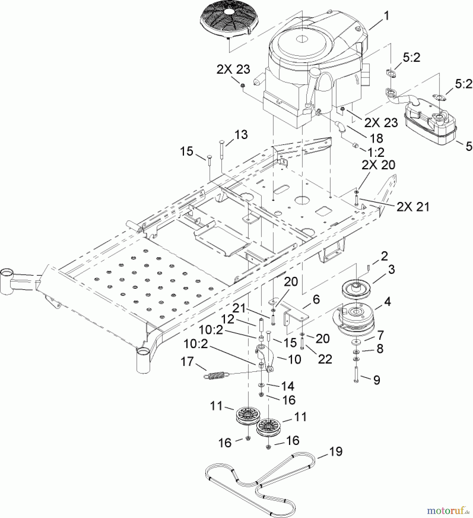  Toro Neu Mowers, Zero-Turn 74814 (Z5200) - Toro TITAN Z5200 Zero-Turn-Radius Riding Mower, 2007 (270000001-270999999) ENGINE ASSEMBLY