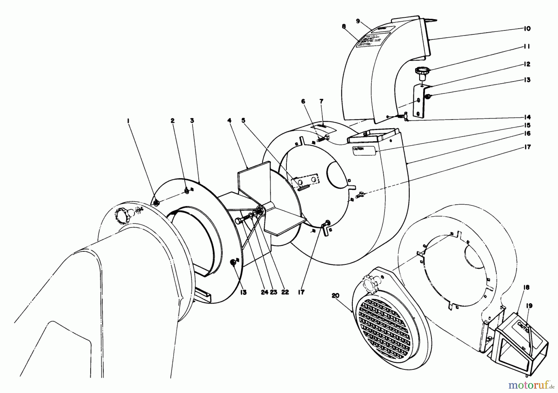  Toro Neu Blowers/Vacuums/Chippers/Shredders 62923 - Toro 5 hp Lawn Vacuum, 1978 (8000001-8999999) BLOWER ASSEMBLY (MODEL 62912 & 62923)