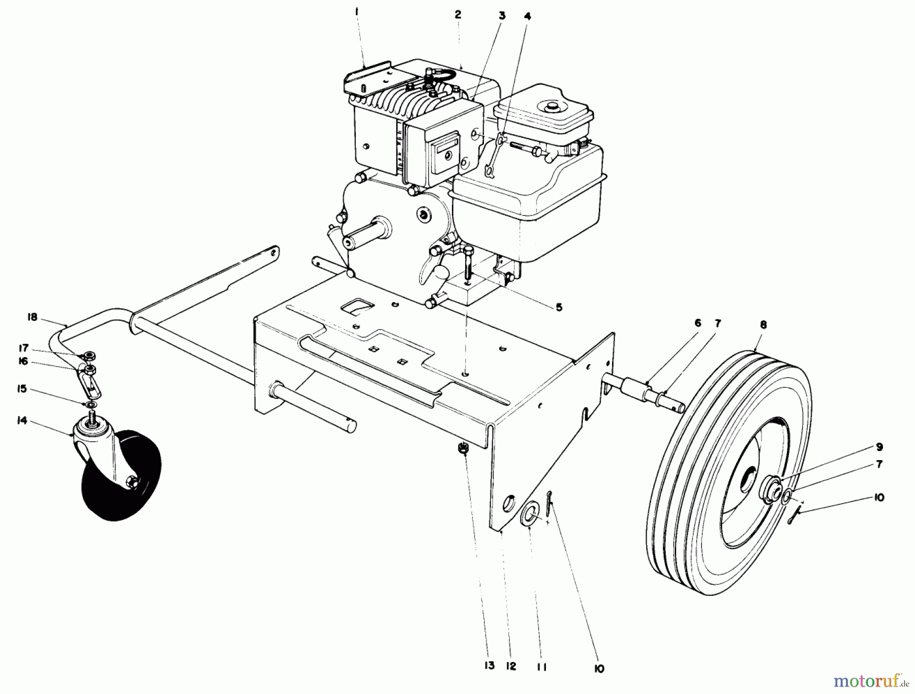  Toro Neu Blowers/Vacuums/Chippers/Shredders 62912 - Toro 5 hp Lawn Vacuum, 1979 (9000001-9999999) ENGINE AND BASE ASSEMBLY (MODEL 62912)