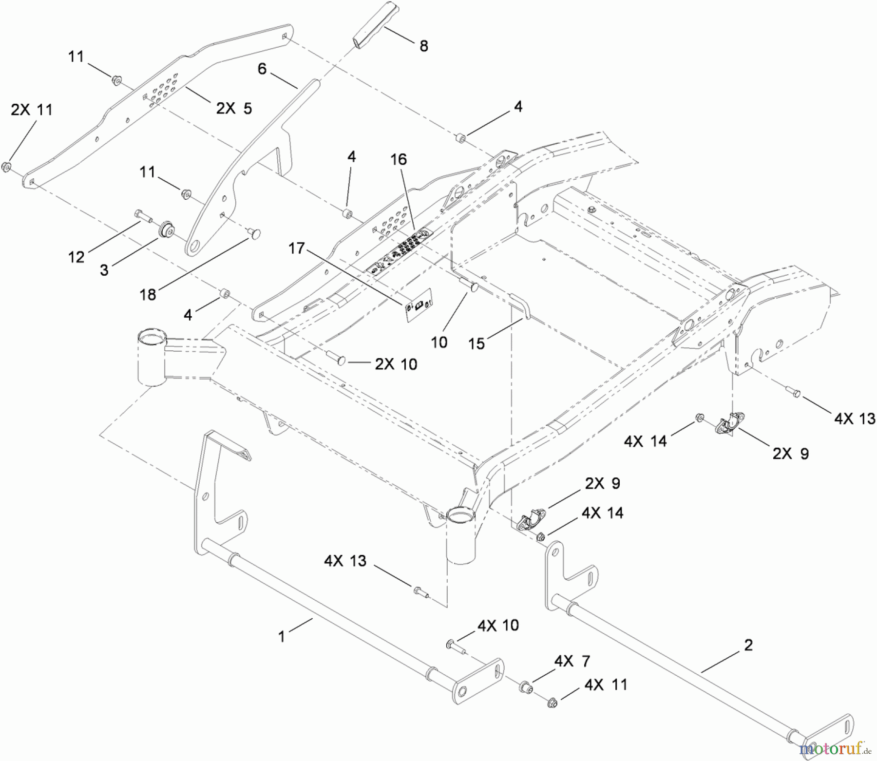  Toro Neu Mowers, Zero-Turn 74830 (ZX4800) - Toro TITAN ZX4800 Zero-Turn-Radius Riding Mower, 2010 (310000001-310999999) DECK LIFT ASSEMBLY