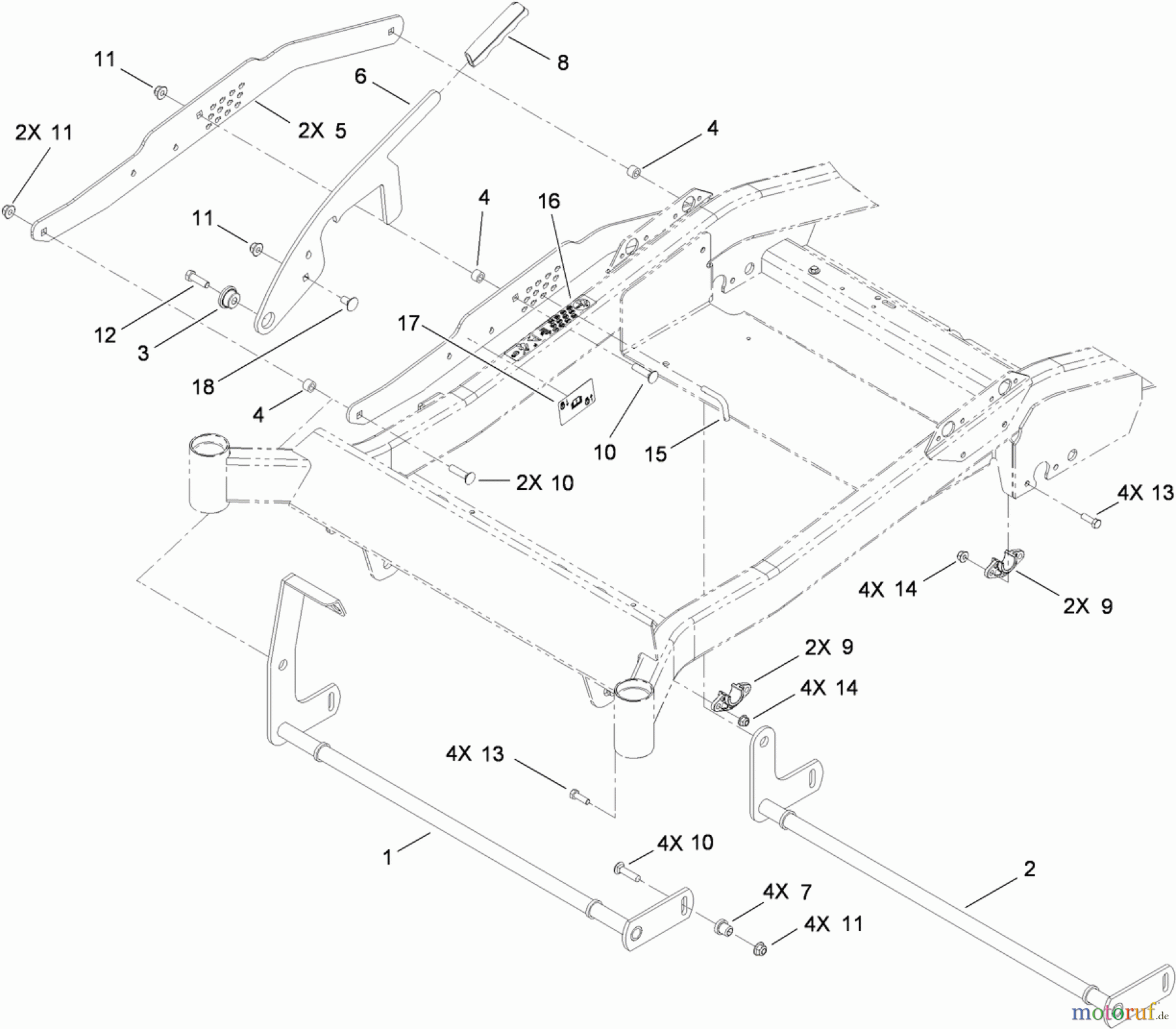  Toro Neu Mowers, Zero-Turn 74832 (ZX5450) - Toro TITAN ZX5450 Zero-Turn-Radius Riding Mower, 2010 (310000001-310999999) DECK LIFT ASSEMBLY