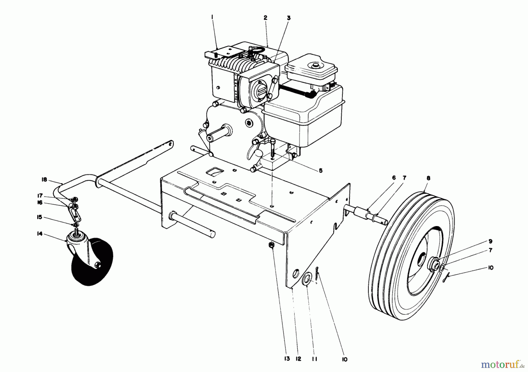  Toro Neu Blowers/Vacuums/Chippers/Shredders 62912 - Toro 5 hp Lawn Vacuum, 1982 (2000001-2999999) ENGINE AND BASE ASSEMBLY (MODEL 62912)