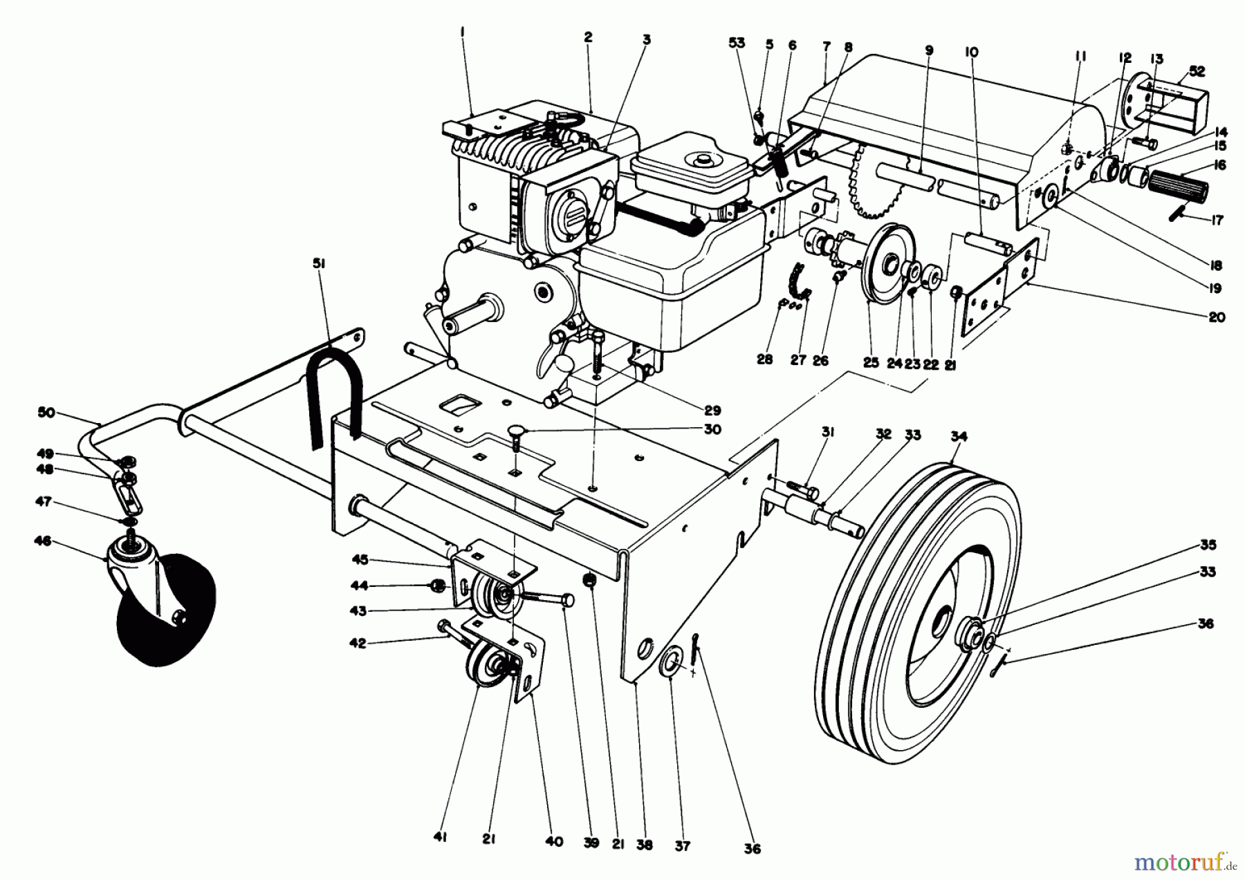  Toro Neu Blowers/Vacuums/Chippers/Shredders 62912 - Toro 5 hp Lawn Vacuum, 1983 (3000001-3999999) ENGINE AND BASE ASSEMBLY (MODEL 62923)