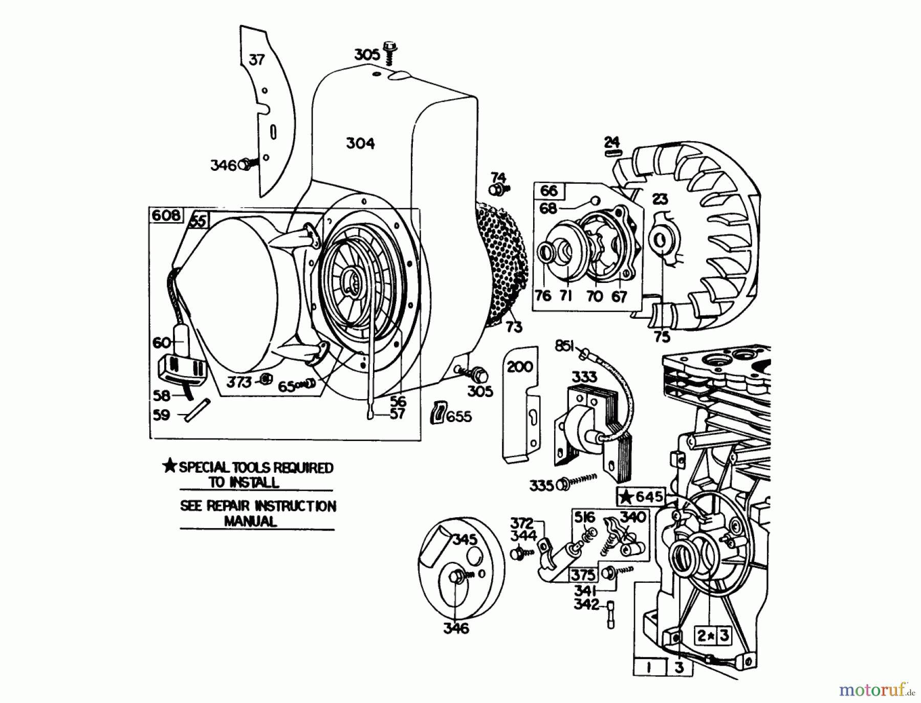  Toro Neu Blowers/Vacuums/Chippers/Shredders 62923 - Toro 5 hp Lawn Vacuum, 1983 (3000001-3999999) REWIND STARTER