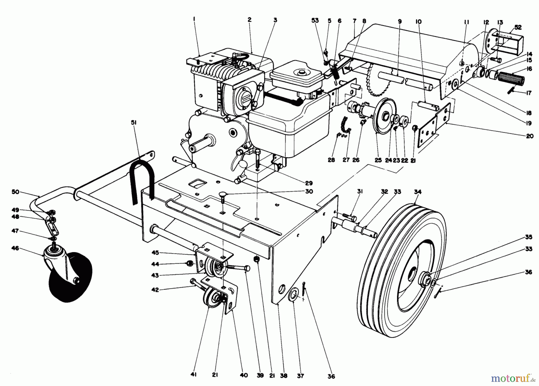  Toro Neu Blowers/Vacuums/Chippers/Shredders 62912 - Toro 5 hp Lawn Vacuum, 1984 (4000001-4999999) ENGINE AND BASE ASSEMBLY (MODEL 62923)