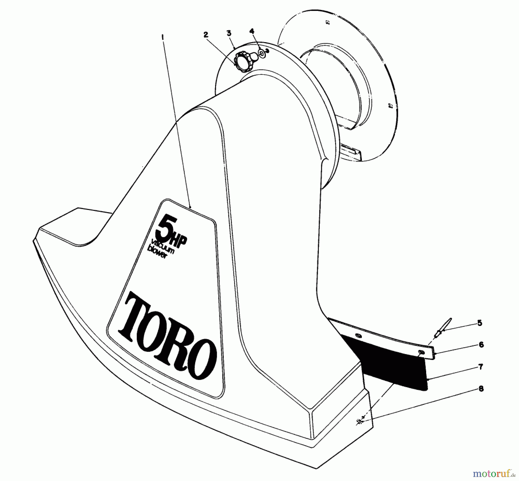  Toro Neu Blowers/Vacuums/Chippers/Shredders 62912 - Toro 5 hp Lawn Vacuum, 1985 (5000001-5999999) SNOUT ASSEMBLY (MODEL 62912 & 62923)