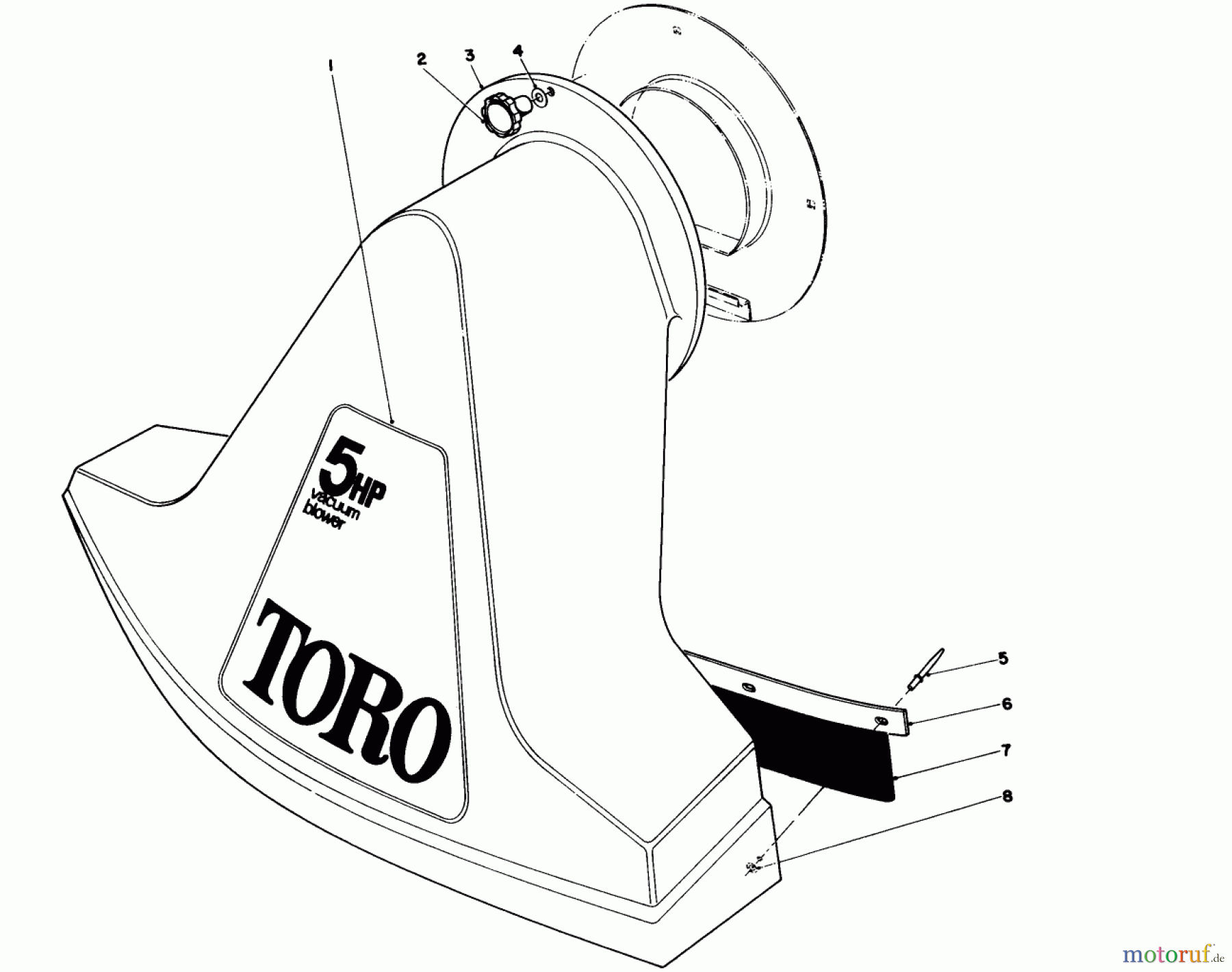  Toro Neu Blowers/Vacuums/Chippers/Shredders 62923 - Toro 5 hp Lawn Vacuum, 1987 (7000001-7999999) SNOUT ASSEMBLY (MODELS 62912 & 62923)